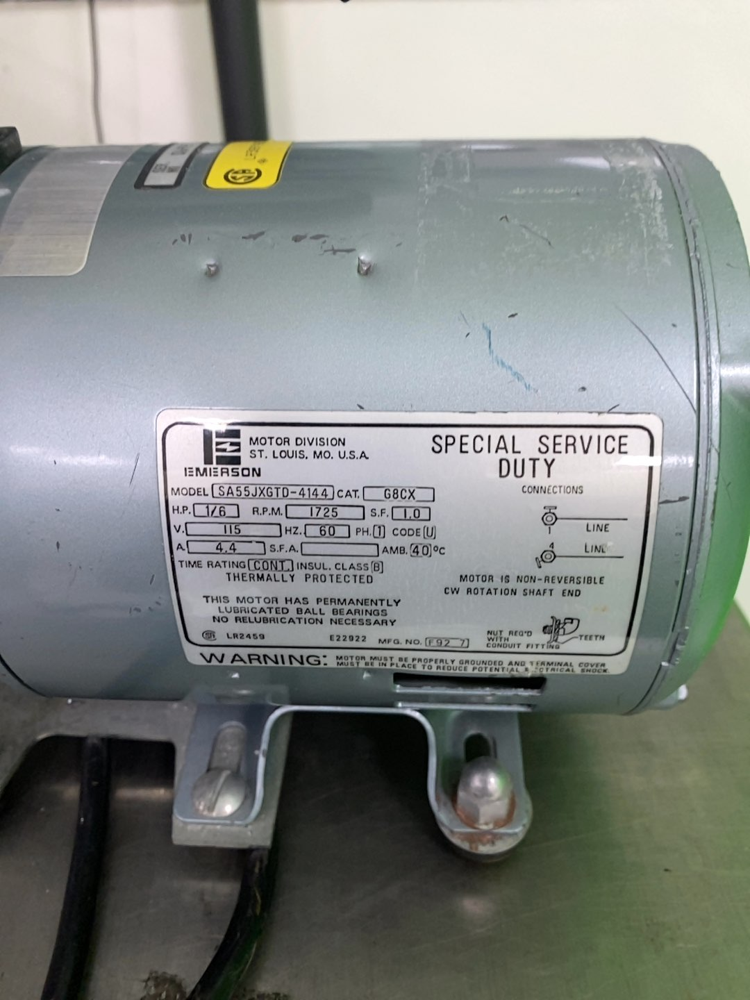 Emerson SA55JXGTD-4144 Pump Vacuum Pump 0.17 HP 1725 RPM 115 V 60 Hz UL CSA Cert