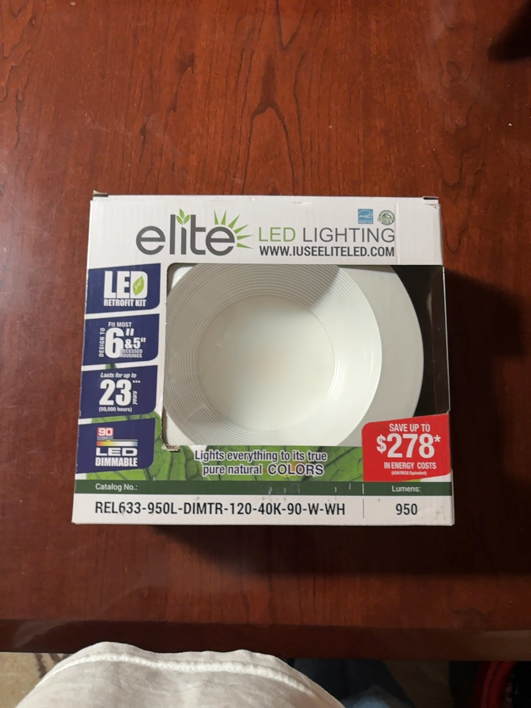 Elite Lighting REL633-950L-DIMTR-120-40K-90-W-WH Retrofit Kit for 6.85-inch Recessed Housings