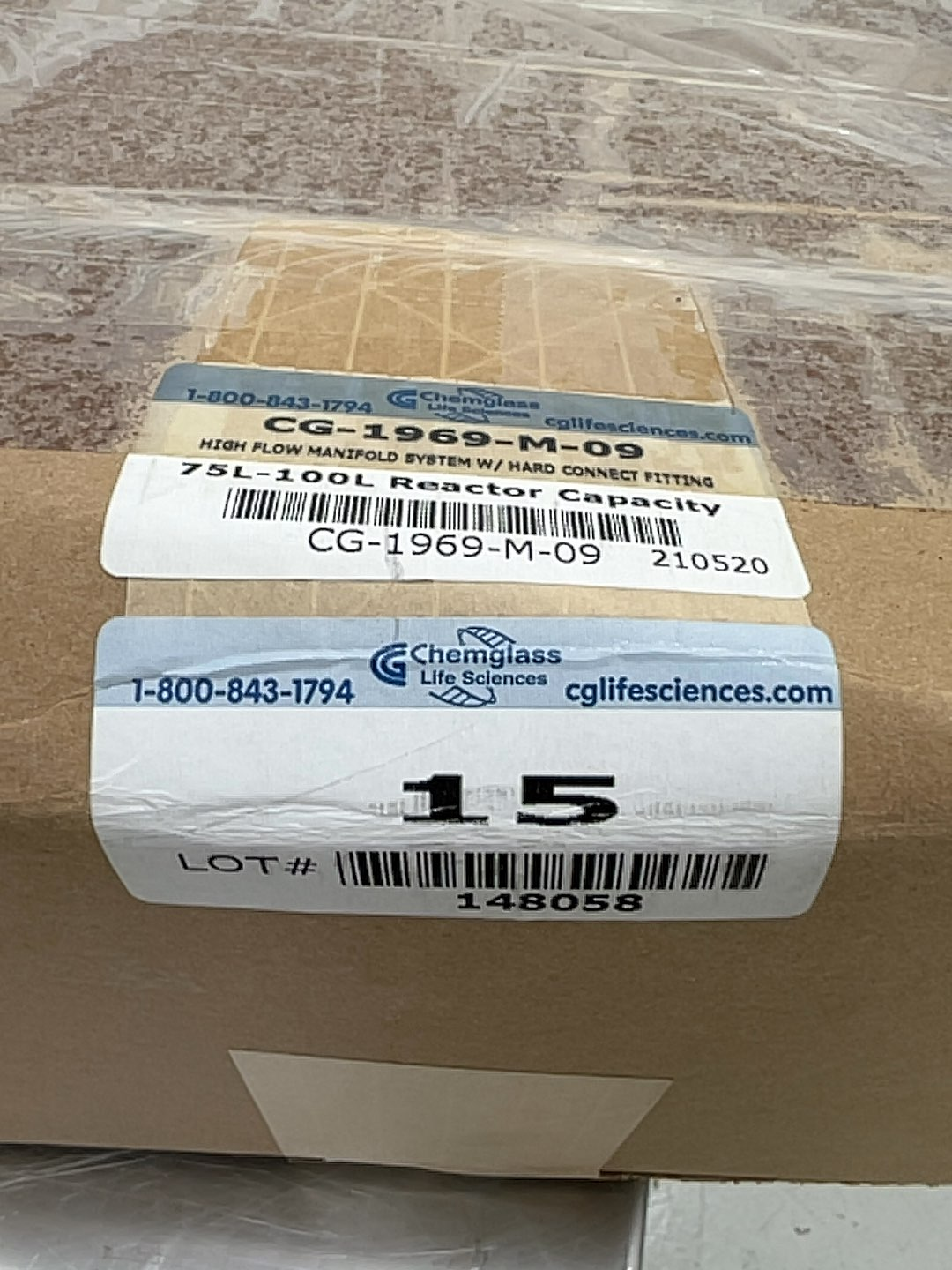 Chemglass CG-1969-M-09 Inlet/Outlet Jacket High Flow Fitting Excellent Cond