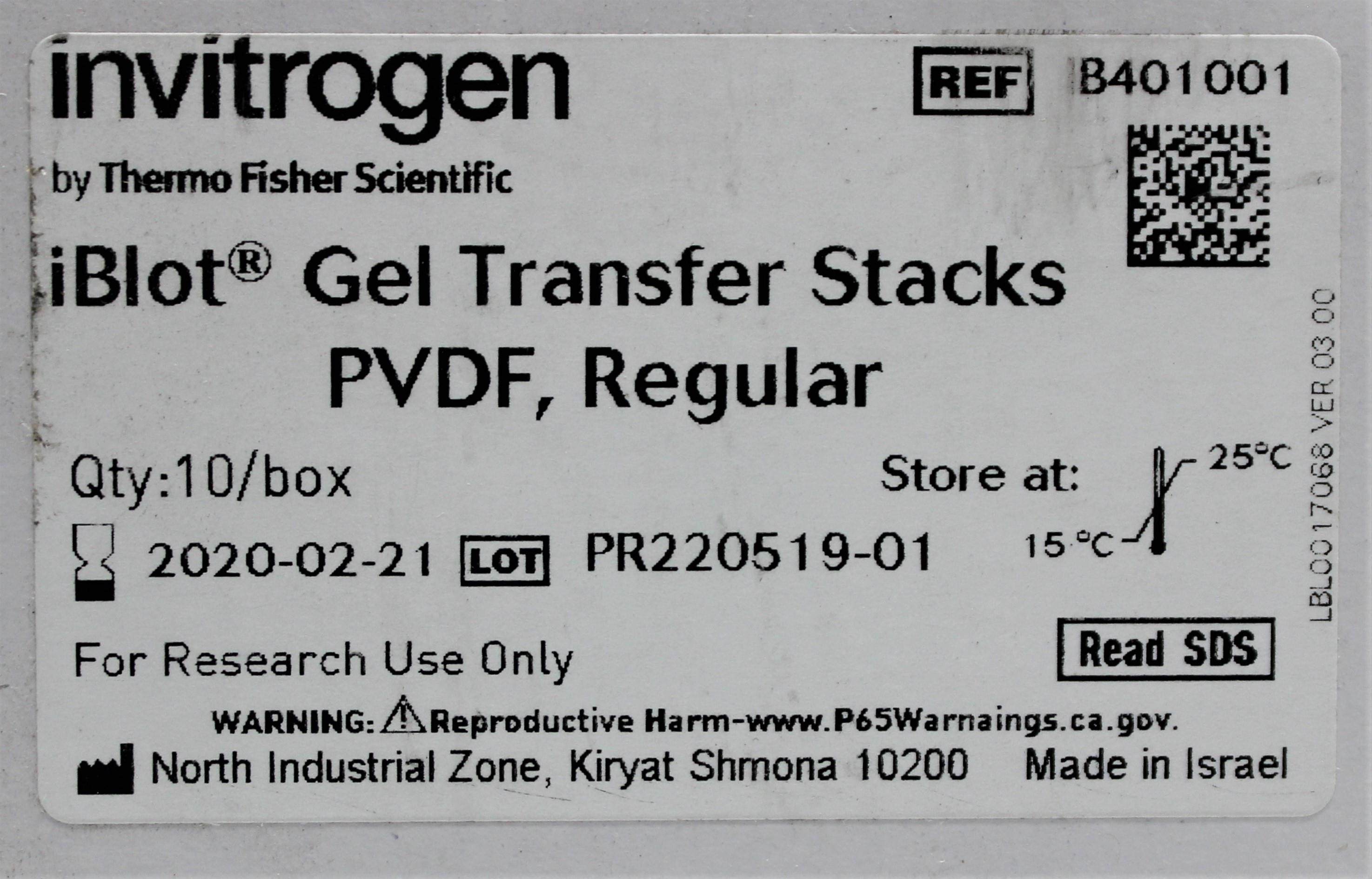 Invitrogen IB401001 Electrophoresis System iBlot Transfer Stacks Turnkey