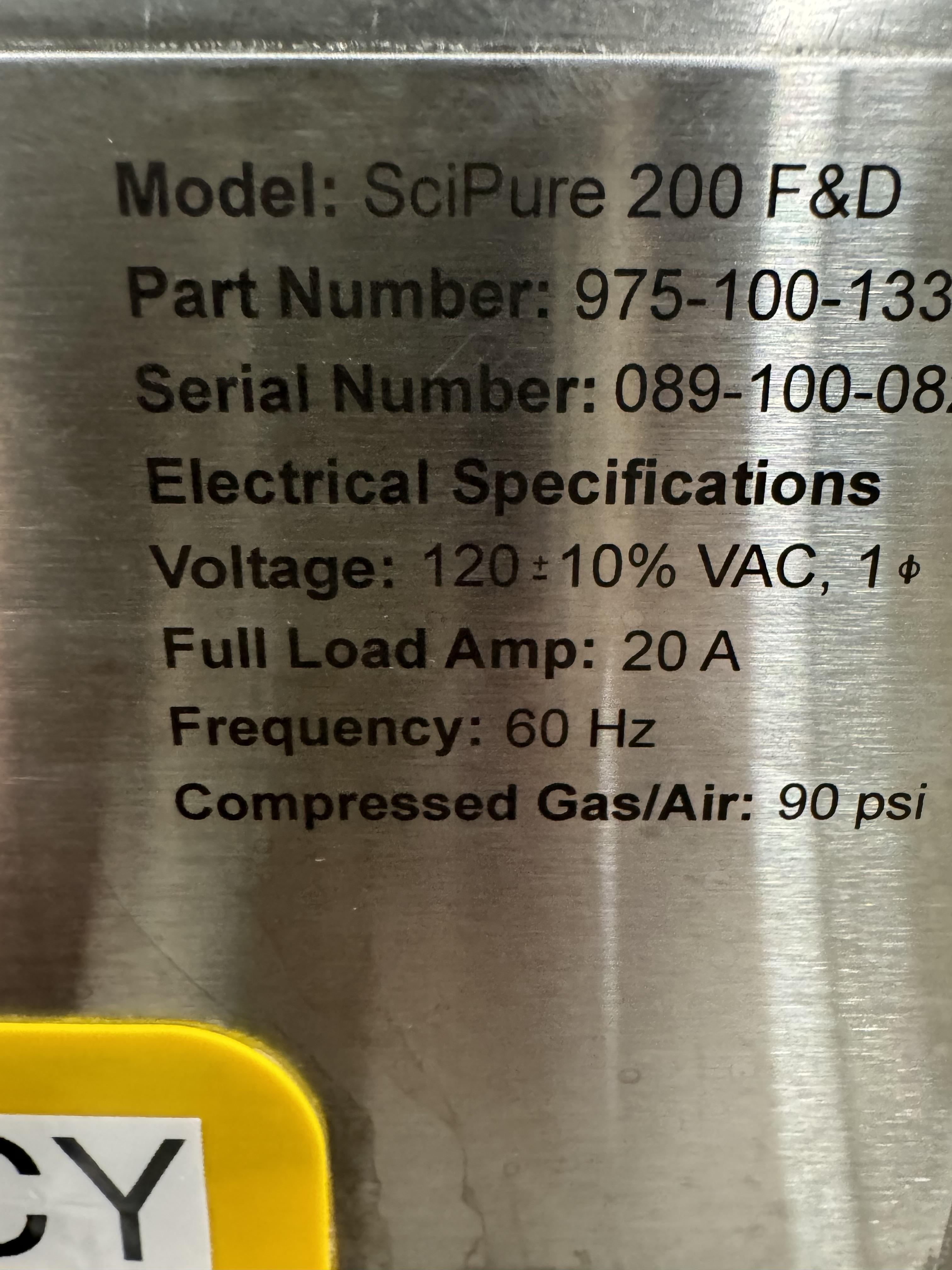 Parker SciPure 200 Ultrafiltration System with Mass Flow / Servo Motors