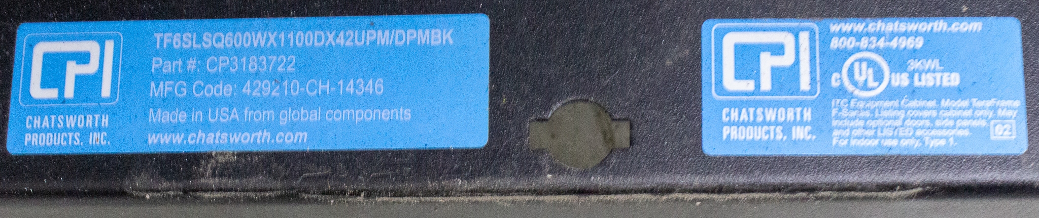 Chatsworth CP3183722 Network Cabinet w/ Cisco & Server Tech Switches 120V