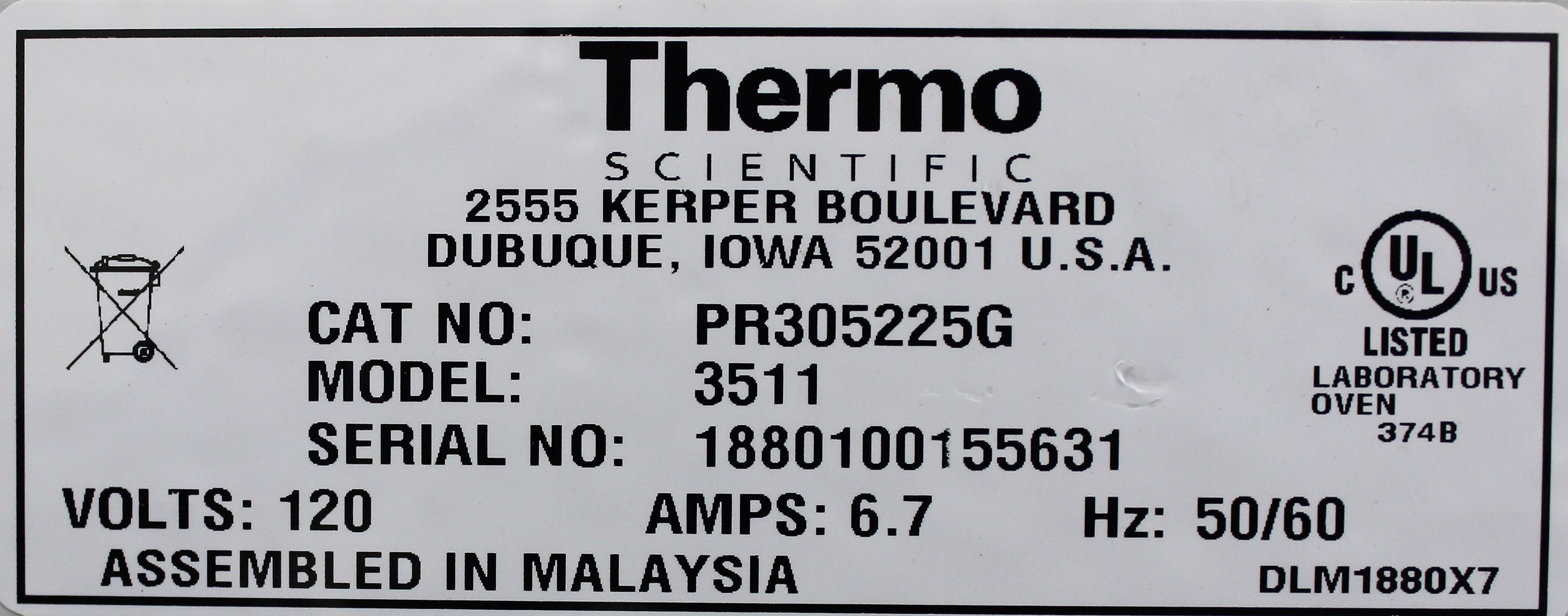 Thermo Scientific PR305225G Precision Gravity Convection Oven 48.1L 225C