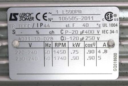 Edwards E2M30 Rotary Vane Vacuum Pump, 11.4 cfm, 1 x 10-3 Torr, 240V