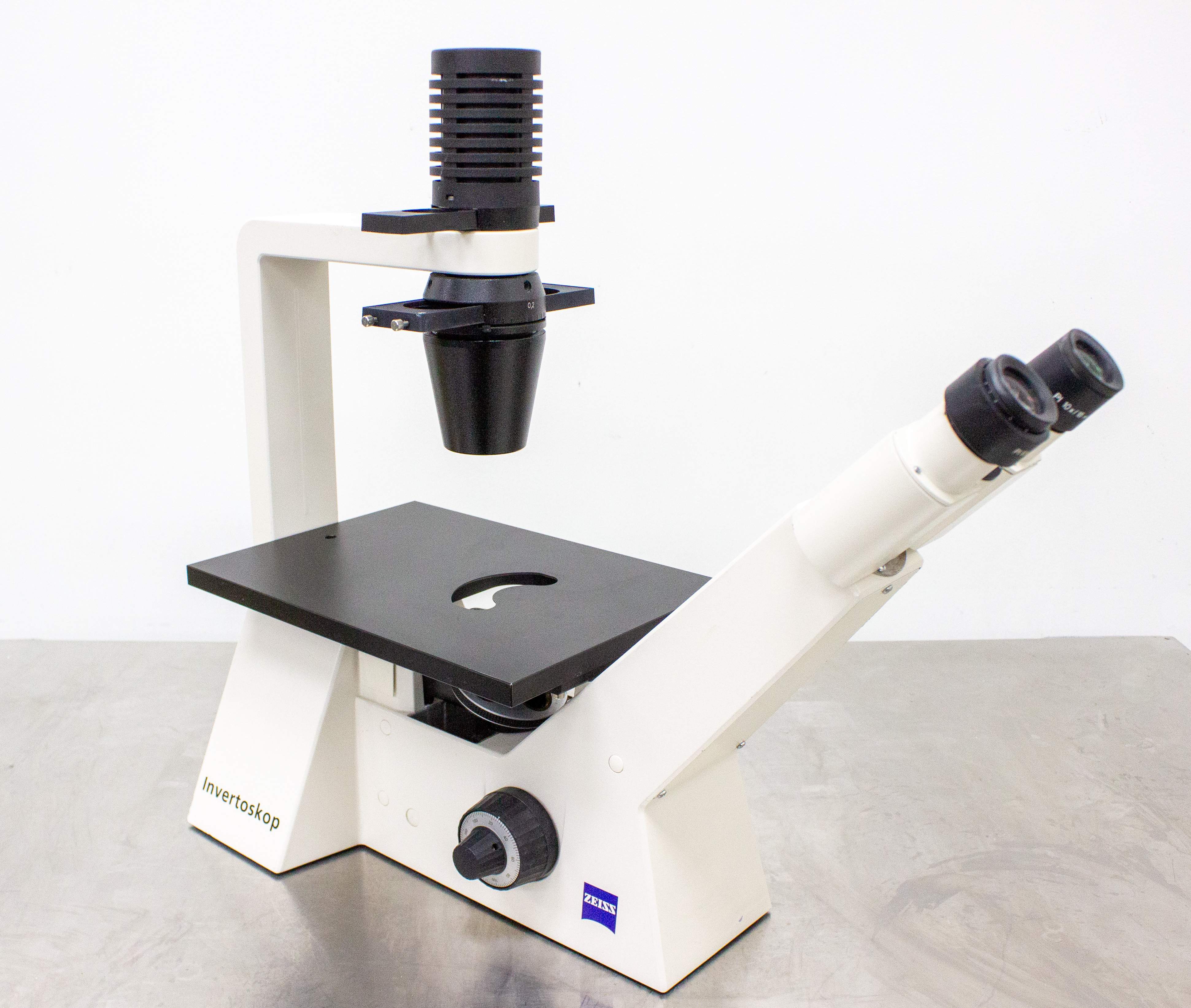Carl Zeiss Invertoskop Microscope Inverted Phase Contrast PL 10/18mm FOV
