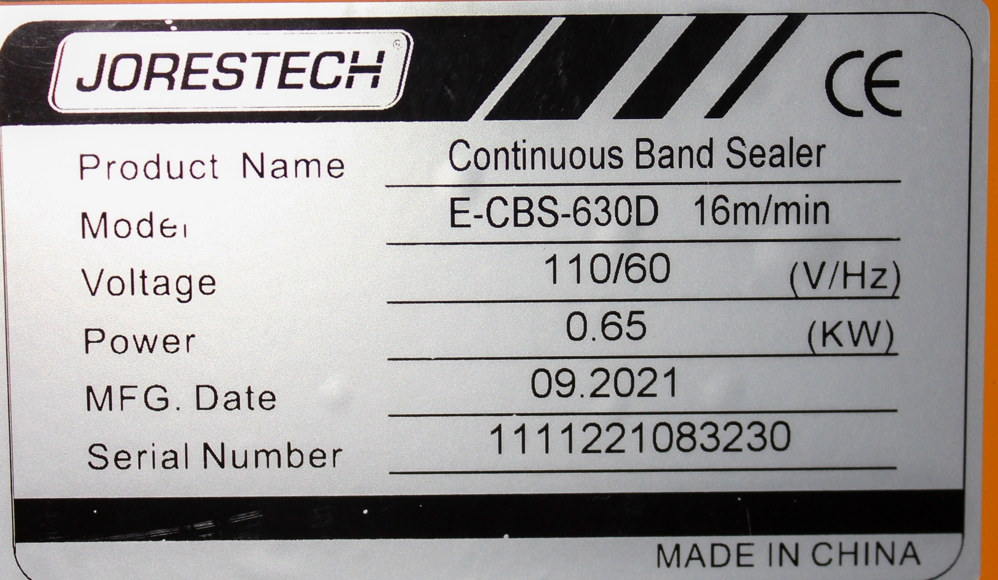 JORESTECH E-CBS-630D Band Sealer, 572F Digital Control Variable Speed
