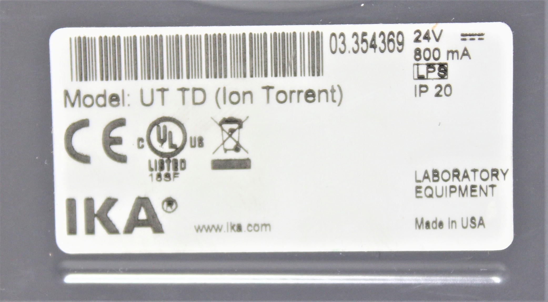 Ion Torrent Ultra-Turrax Tube Drive UT TD 1100 rpm Homogenizer Key Applications