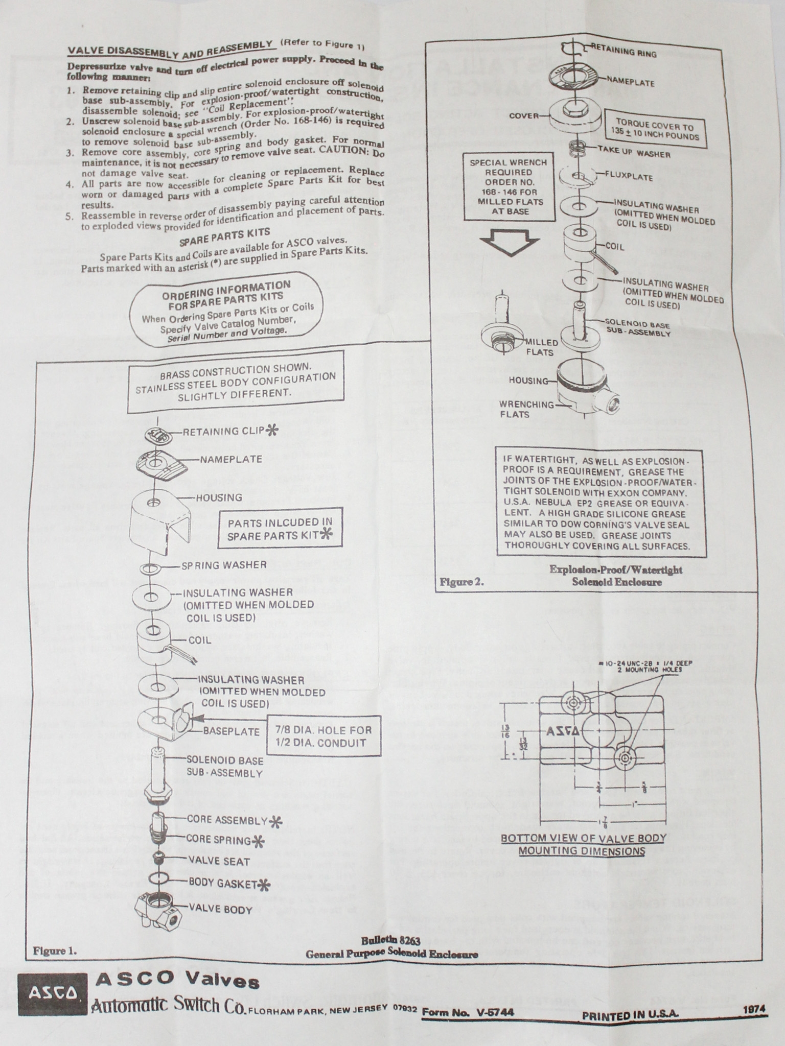 Asco 2HTW9 Valve Rebuild Kit for ASCO Redhat Valves Solenoid Parts