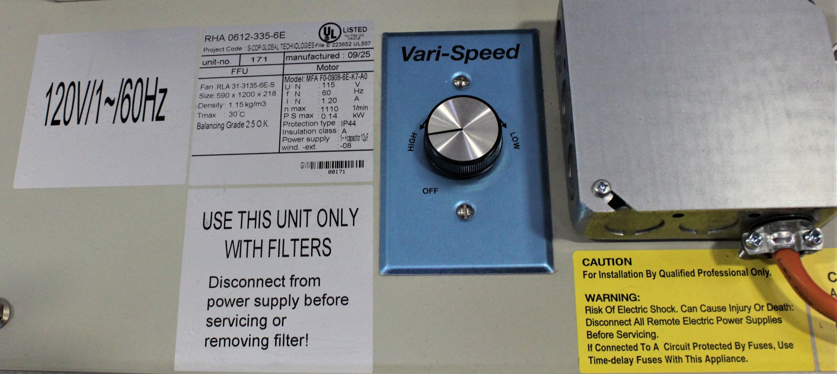 Gebhardt GBH-0612-335-6E Clean Room Motor Impeller 120V 60Hz VG Condition