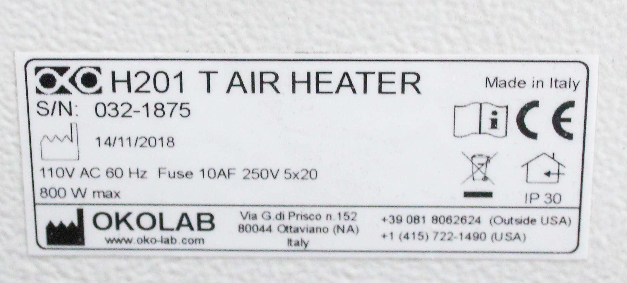 Okolab H201 T Air Heater Temperature Control for Laboratory Specimens