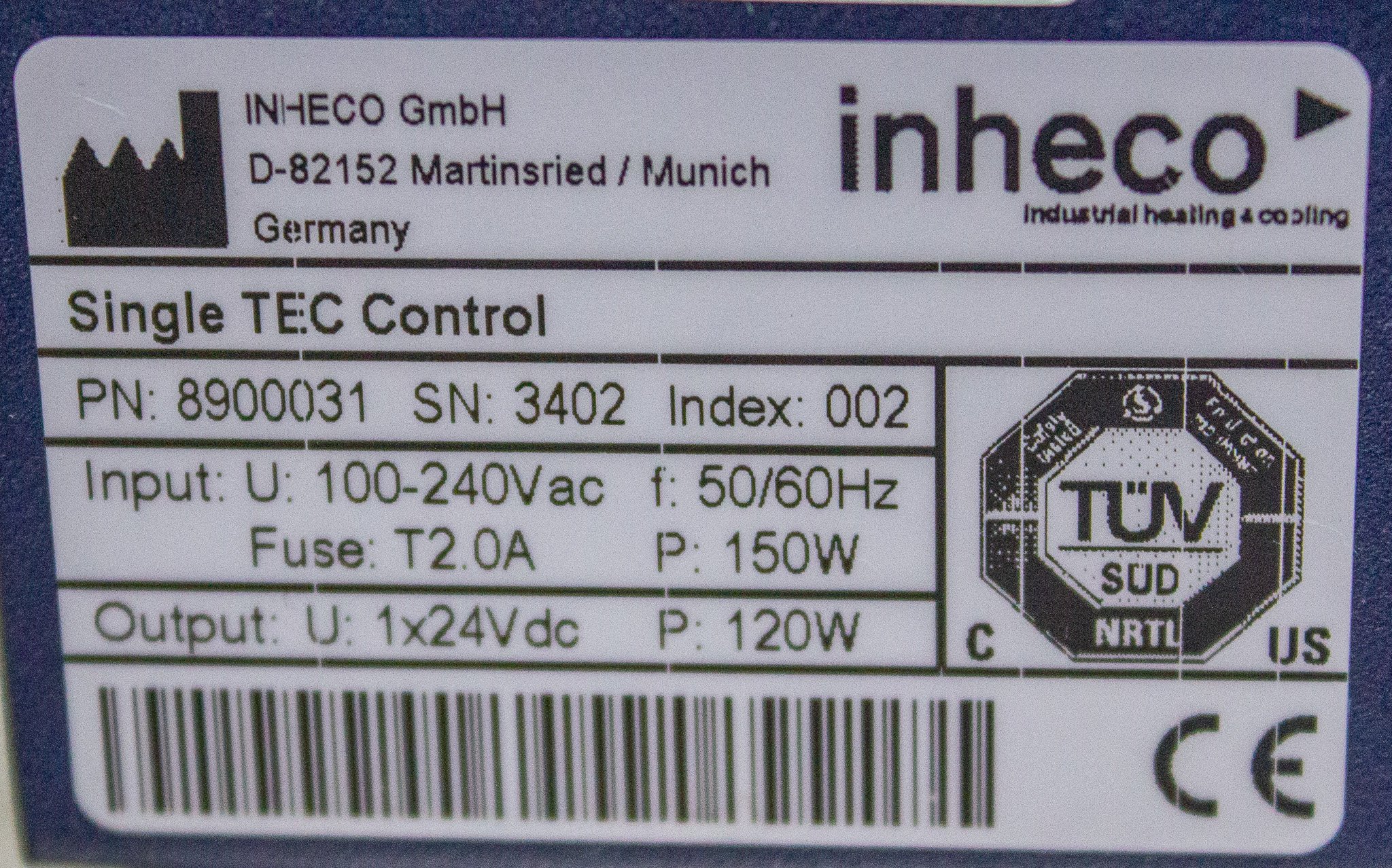 Inheco Single TEC Control Controller Chiller Heater 120V/220V 50/60Hz Used