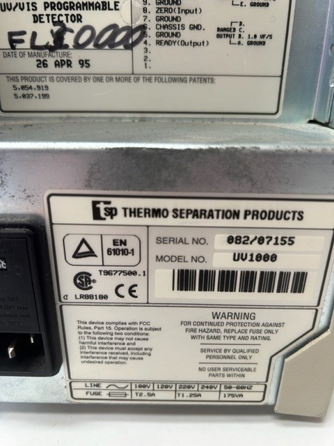 Thermo UV1000 UV/VIS Detector Single Wavelength Programmable Post-1995 Unit