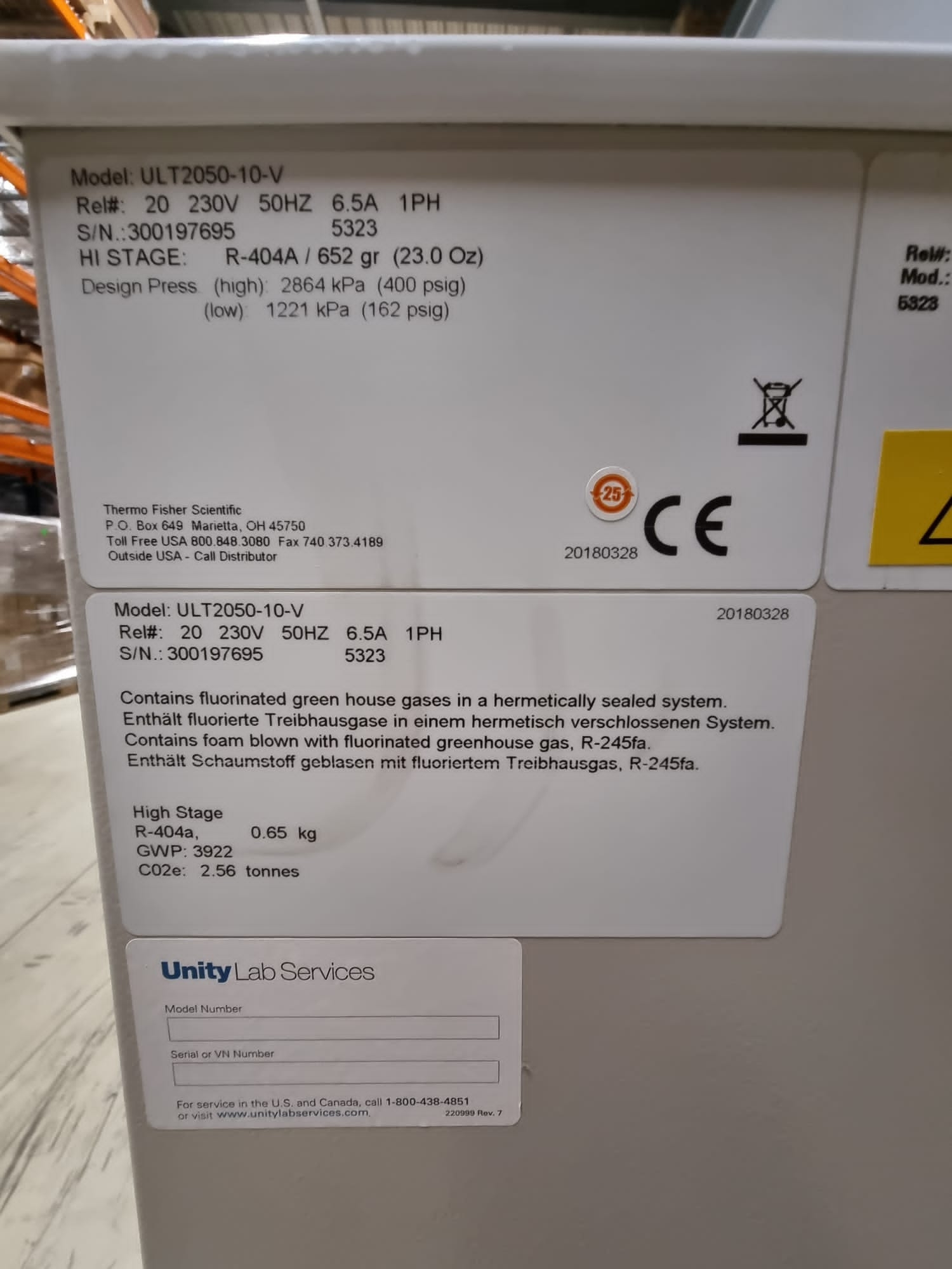 Thermo Scientific ULT2050-10-V Ultra Low Temperature Freezer 566L -40C