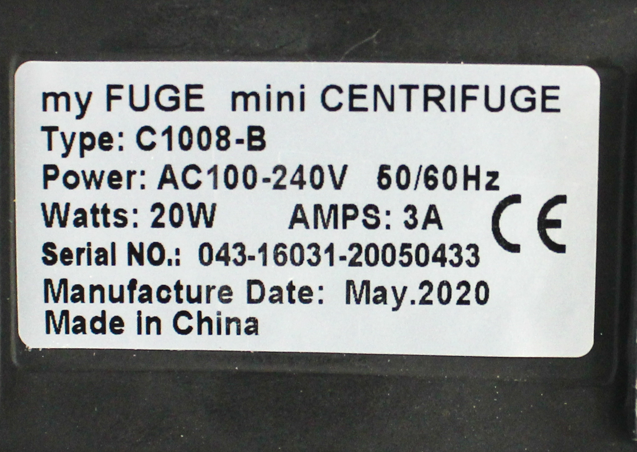 Benchmark C1008-B Microcentrifuge 6000 RPM Personal Use Compact Design