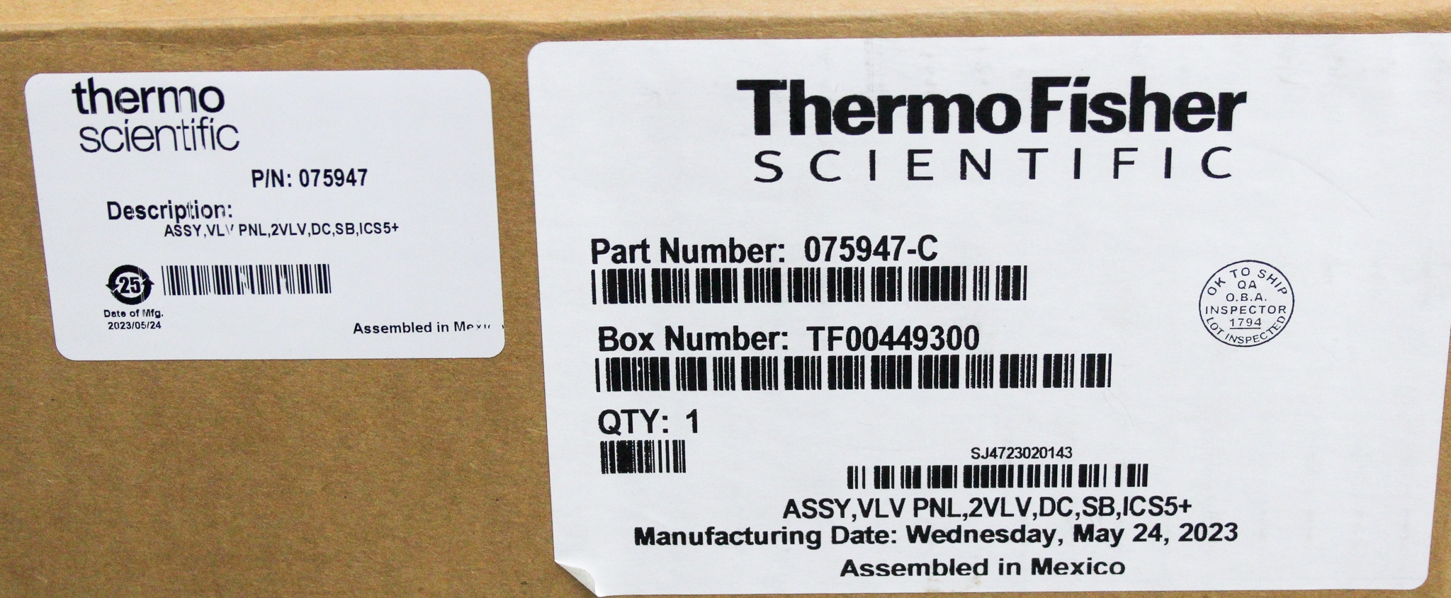 Thermo VLV PNL Injection Panel Valve Assembly Dual Valves Heat Exchanger 6x6x15