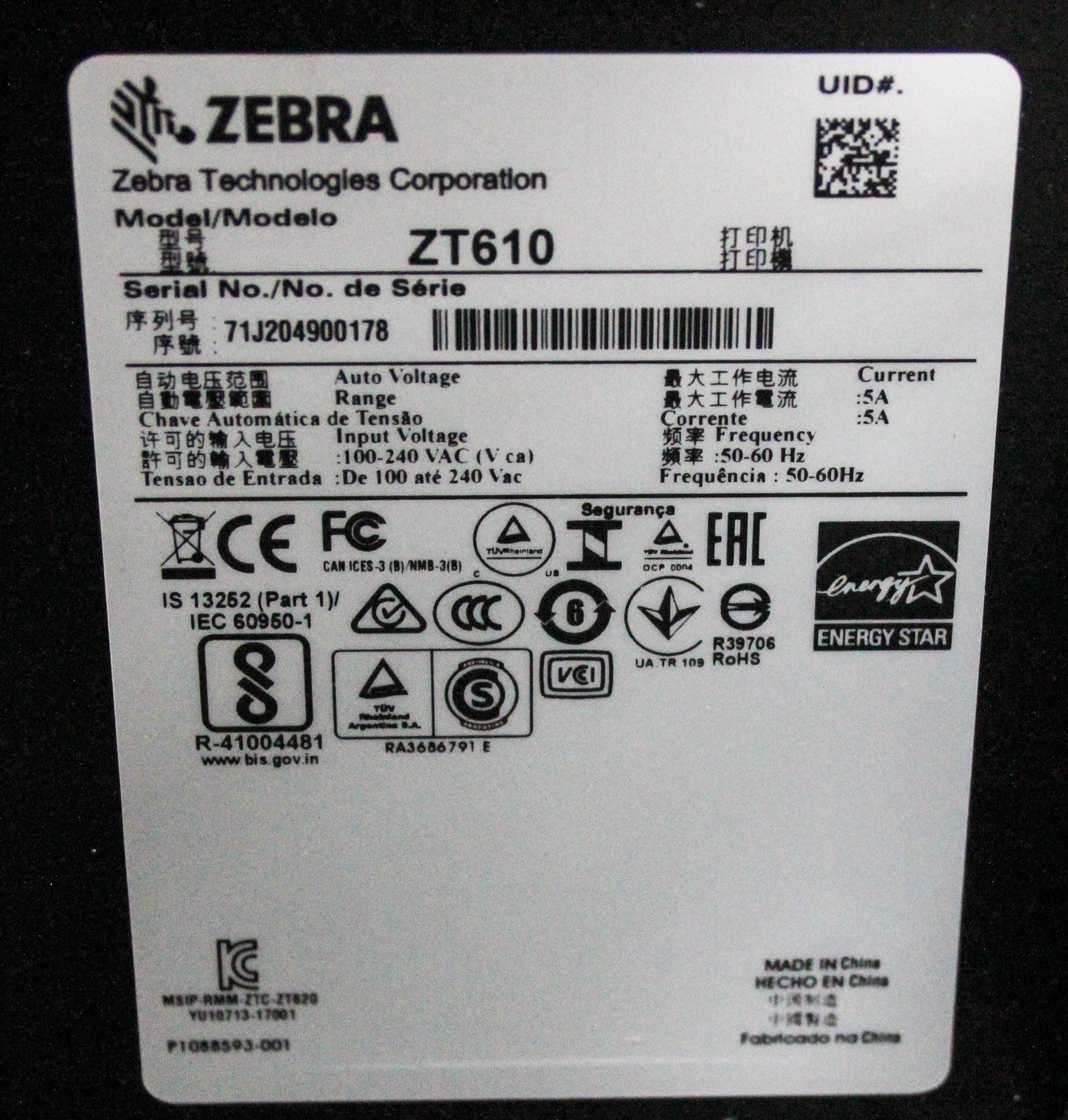 Zebra ZT610 Label Printer Industrial Barcode Dual Speed Printing Ethernet