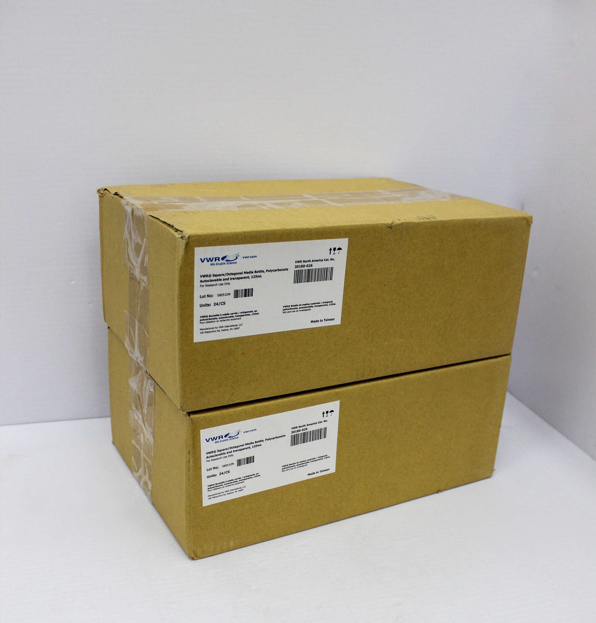 VWR 30180-026 Laboratory Media Bottle 125mL PET -40C to 65C Autoclavable