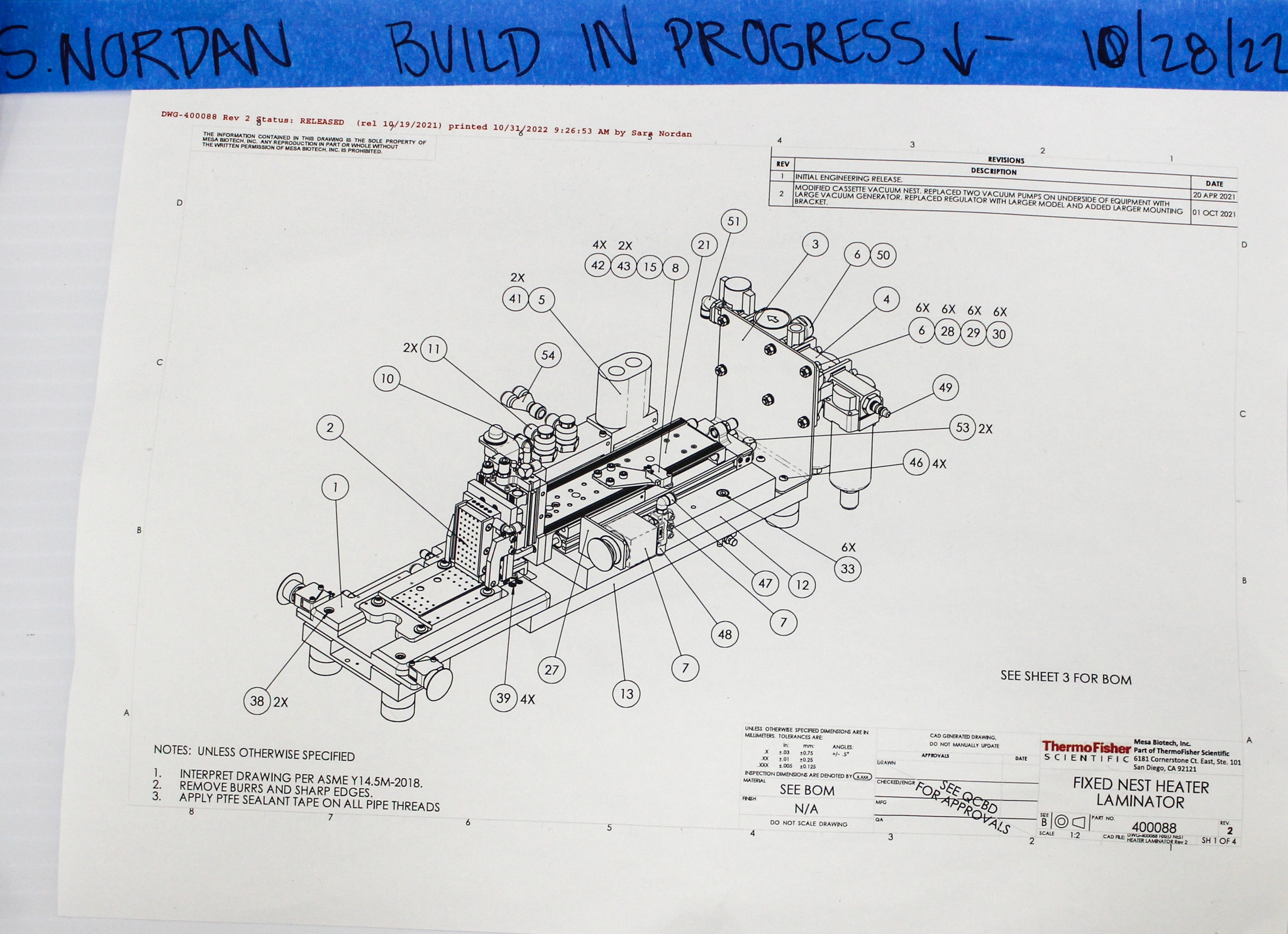 Kinematic Mesa CPD Heater Lamination Automated Card Lamination Pneumatic