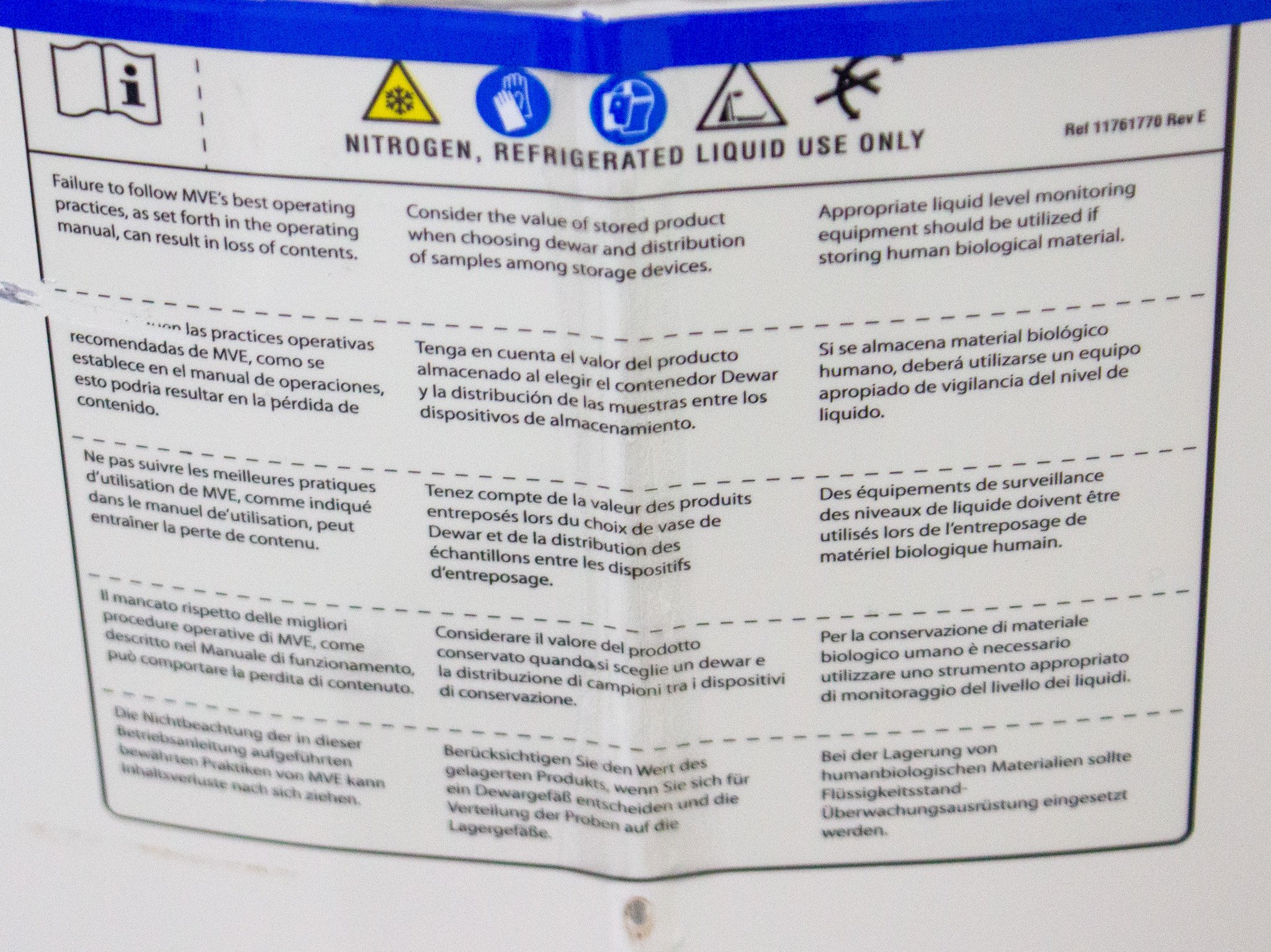 Custom CB202 Cryopreservation Storage System 71L Manual Fill LN2 Temp