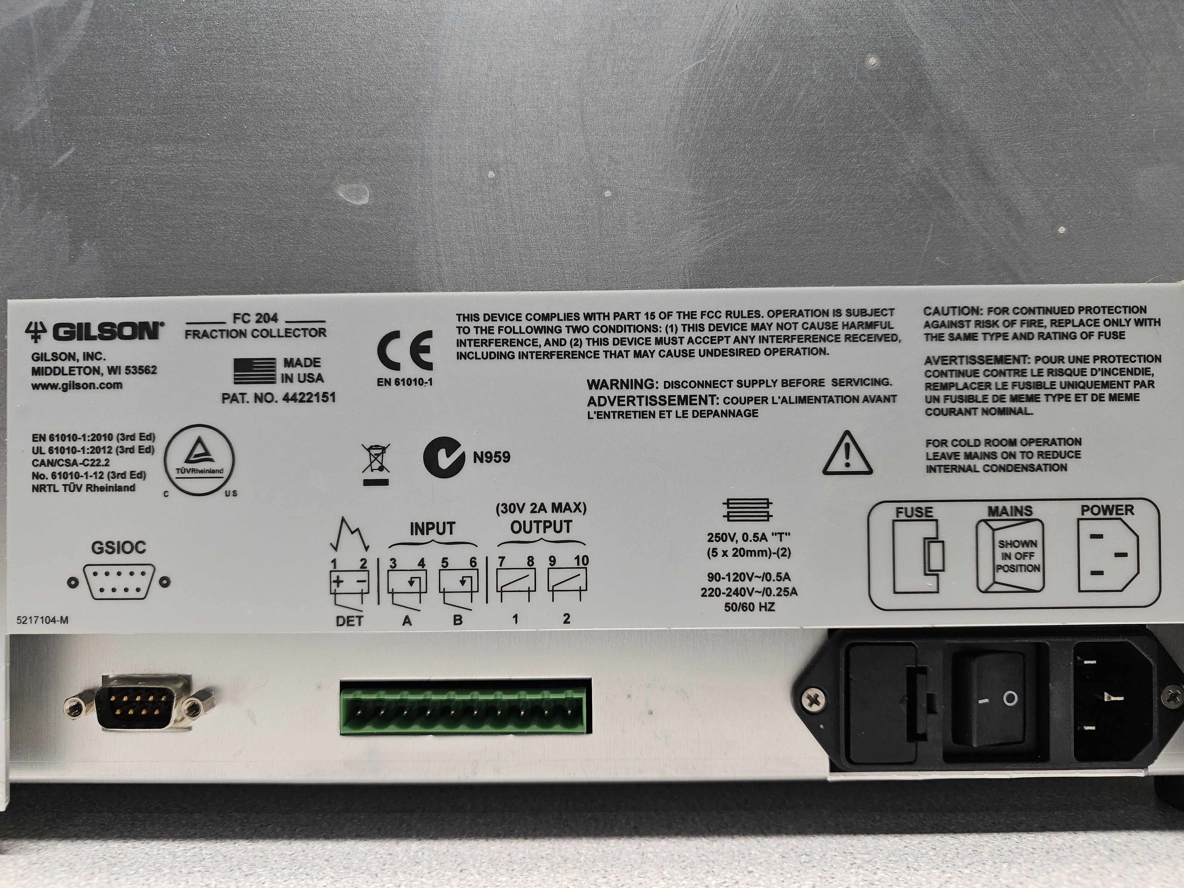 Gilson Fc204 Chemistry Fraction Collector Collects Microplates 120V 60Hz 200mL/min