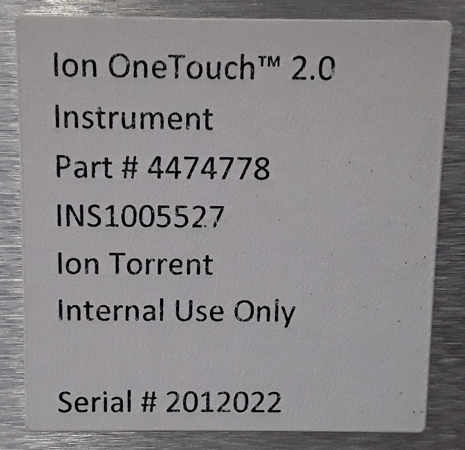 Ion Torrent INS1005527 Amplification Instrument High Throughput 15C-25C