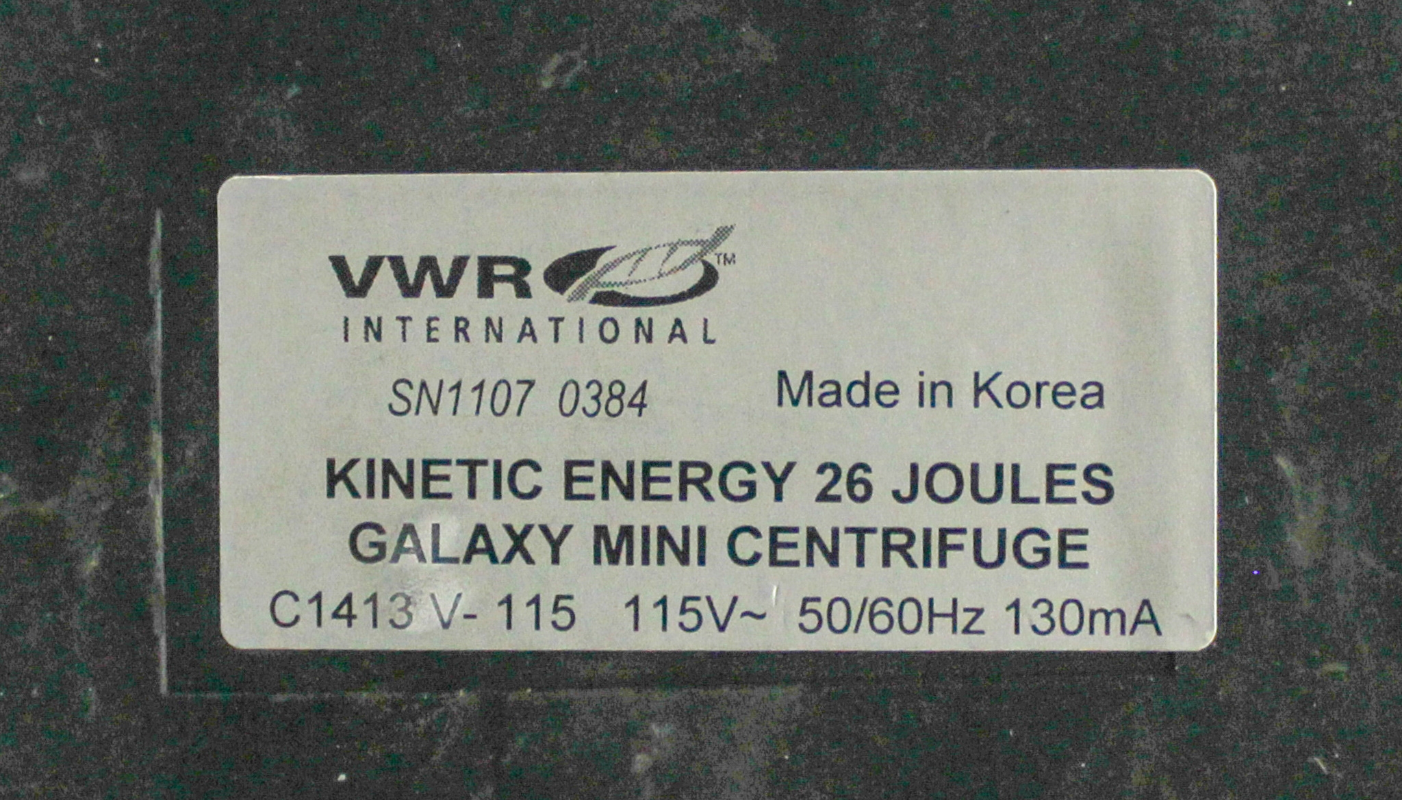 VWR C1413 Galaxy Mini Centrifuge Microcentrifuge 6000 RPM 2000g