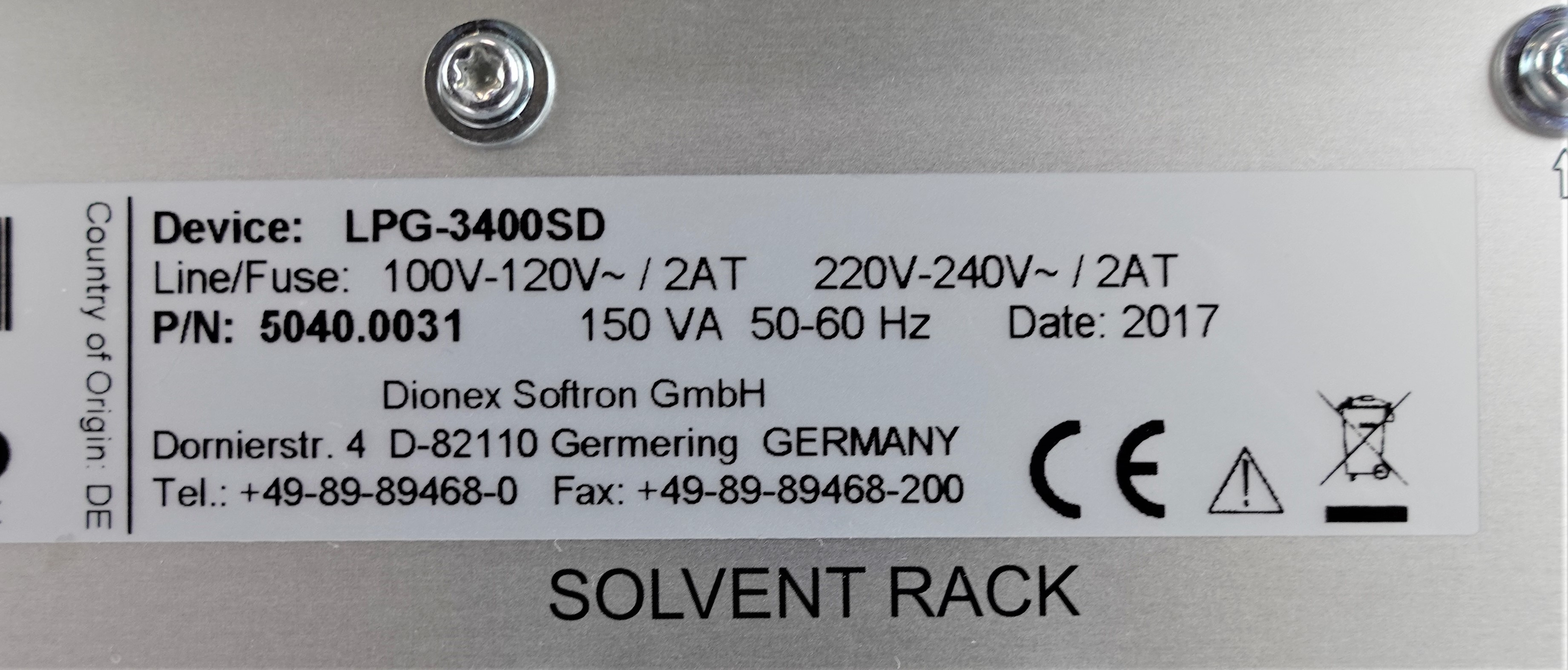 Thermo LPG-3400SD Pump Quaternary Method Transfer 62MPa 10mL/min Used