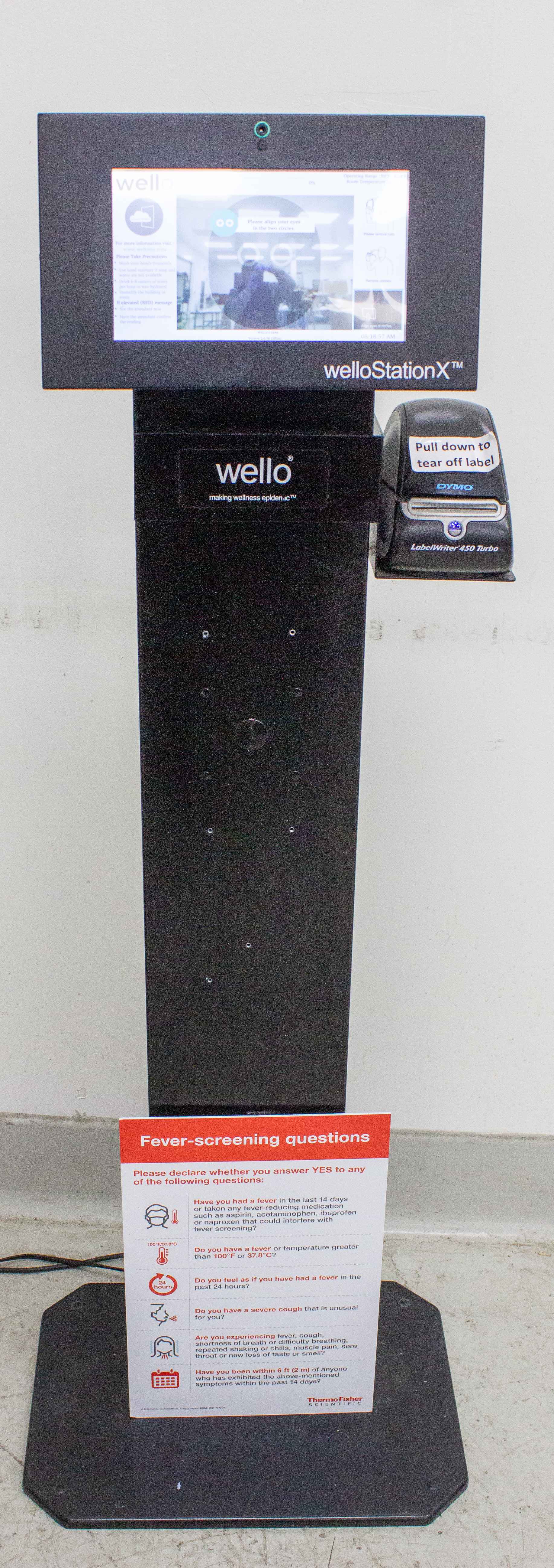 Wello WelloStationX Clinical Non-Contact Thermometer Kiosk Temperature Screening