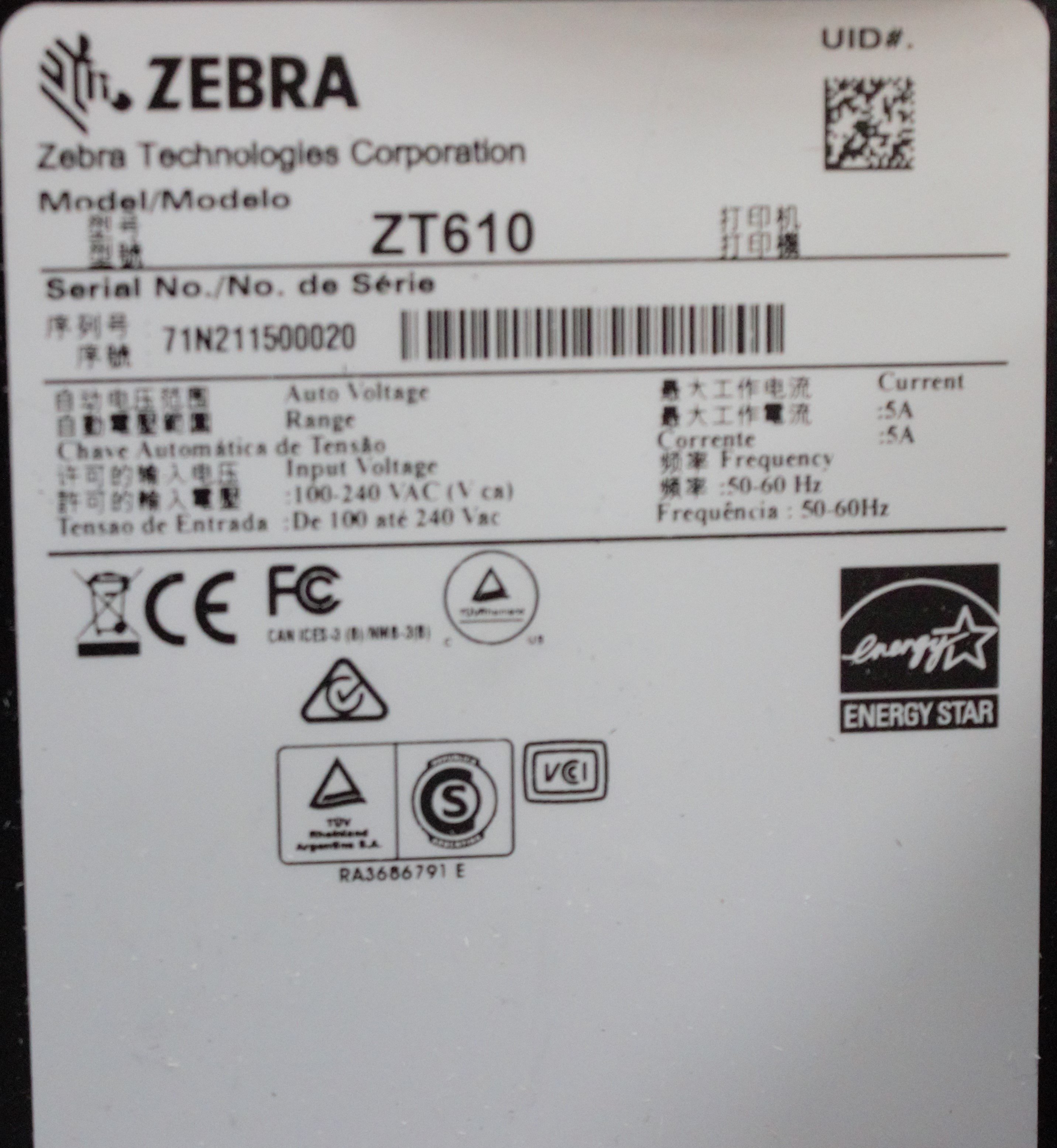 Zebra ZT610 Industrial Label Printer Reliable Print Speed 14 ips Montbello
