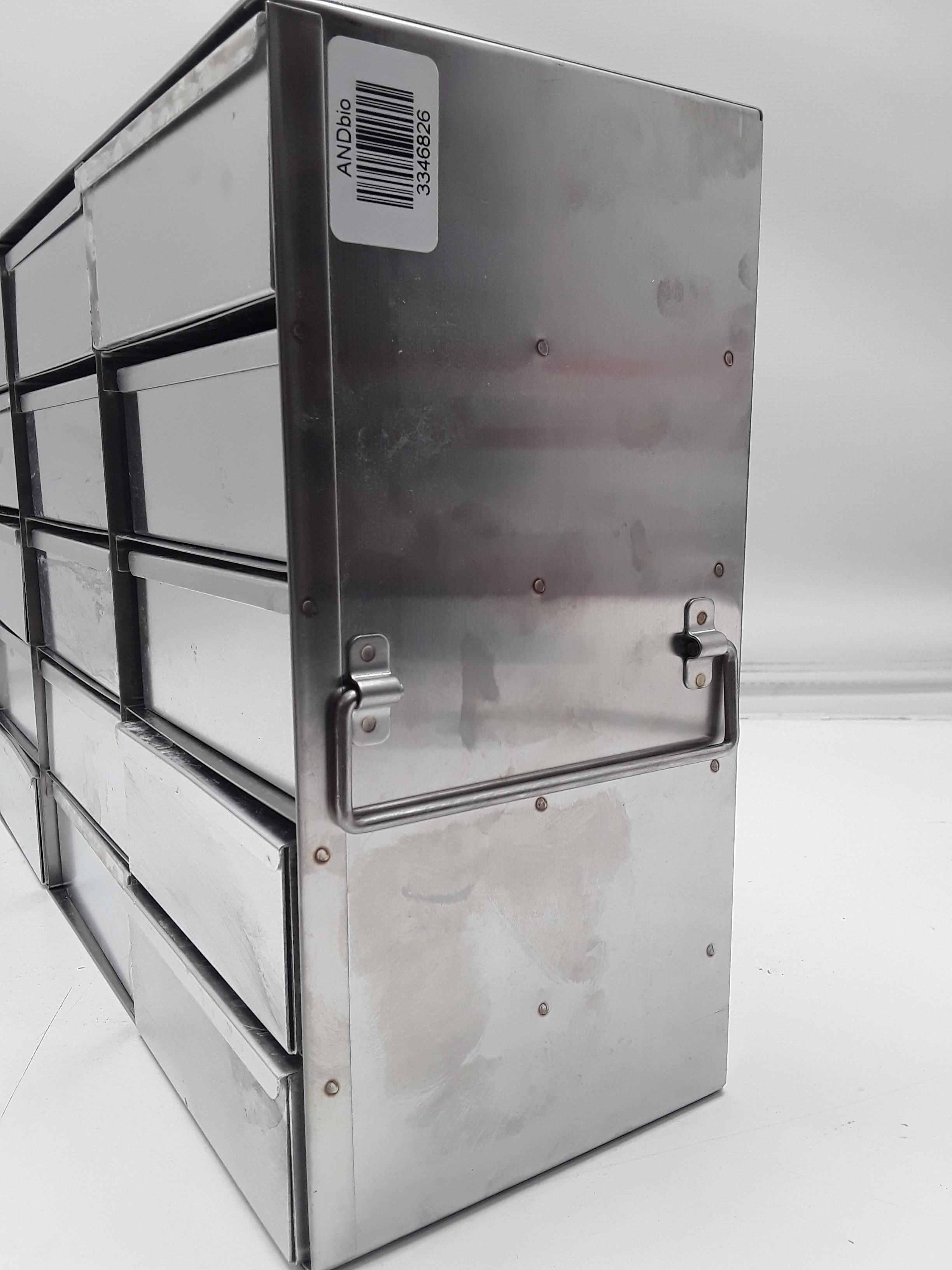 Unknown Stainless Steel Laboratory Freezer Rack Cryo Boxes Hold 20 Boxes Storage