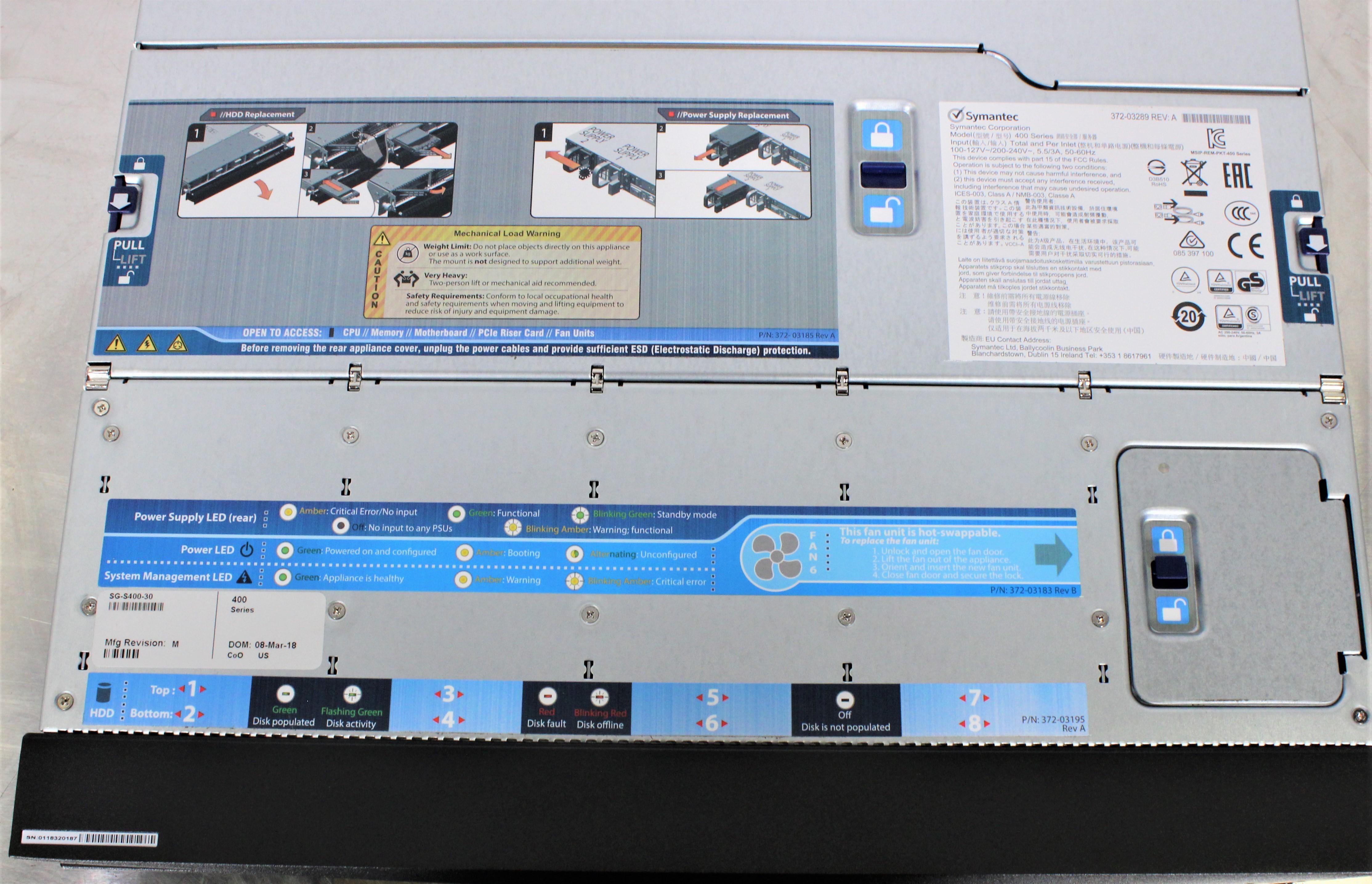 Symantec S400-30 Security Appliance Proxy Edition User Authentication Platform