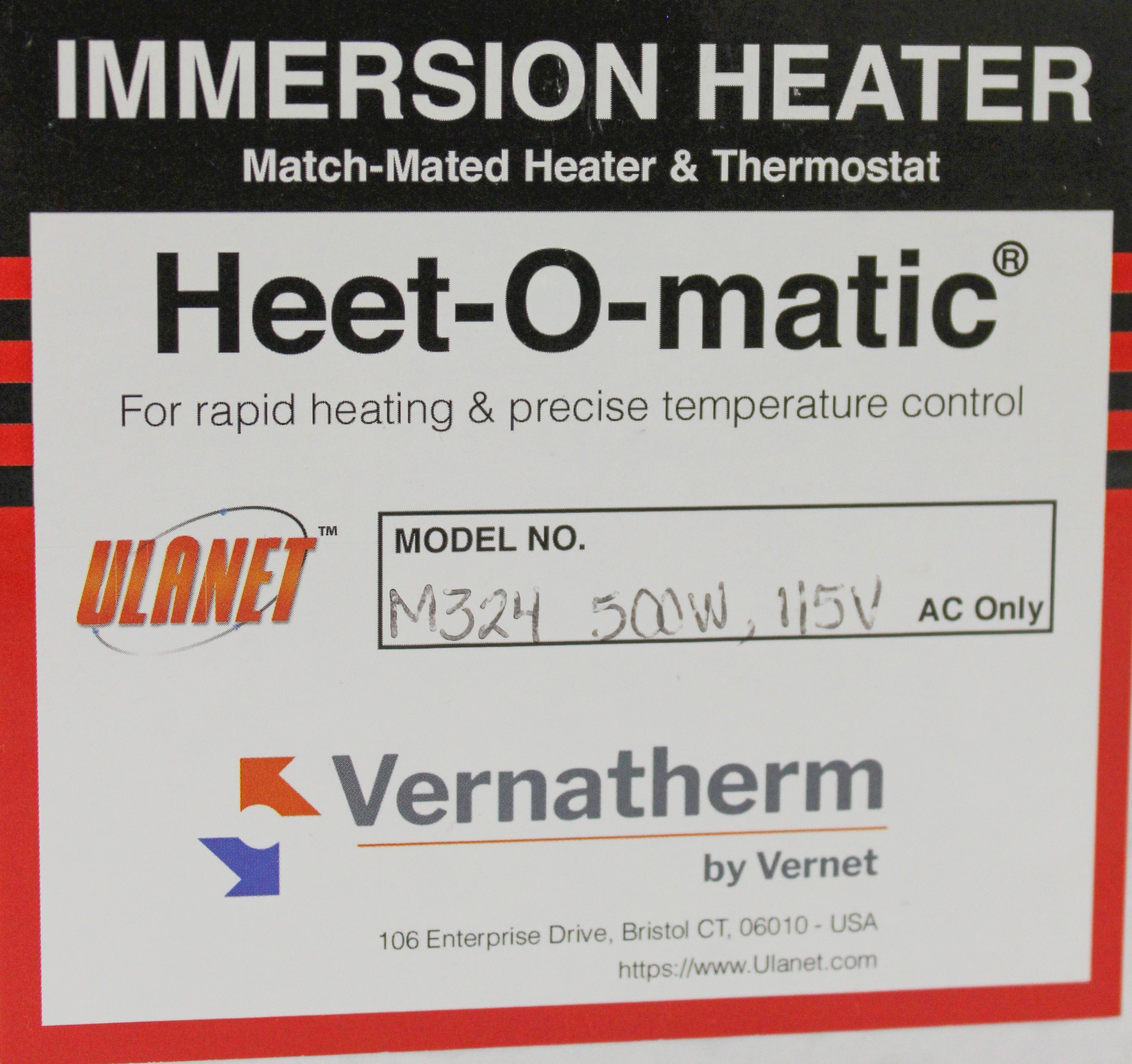 ULANET M324 Immersion Heater 500W with Dial Thermostat - Used