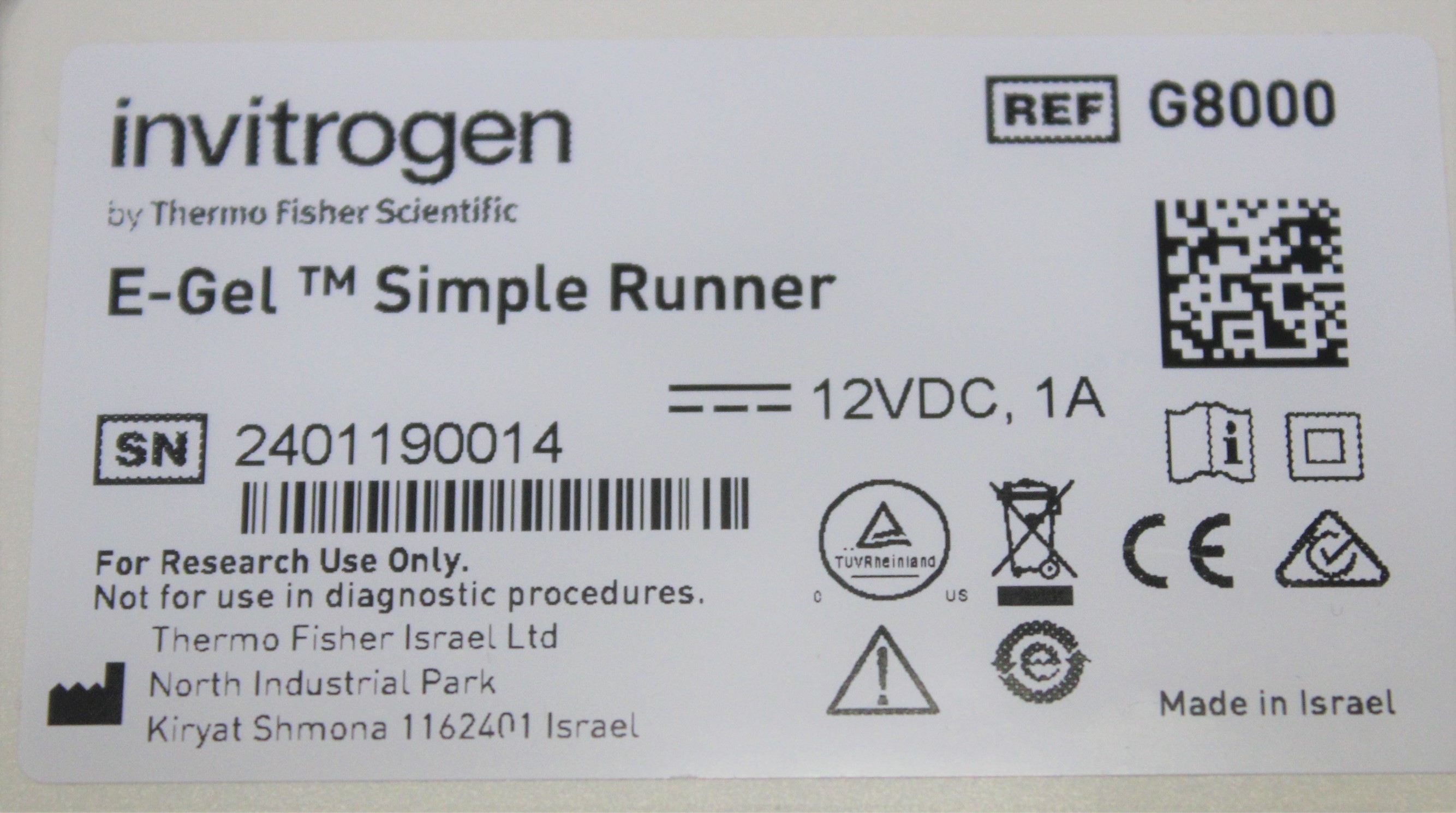Invitrogen G8000 E-Gel Simple Runner for DNA Electrophoresis, 15/30 Min Protocols