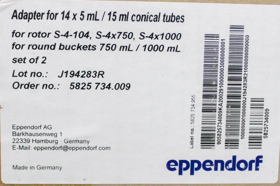 Eppendorf Adapter for Conical Tubes Centrifuge Accessory Max Speed 3900 RPM