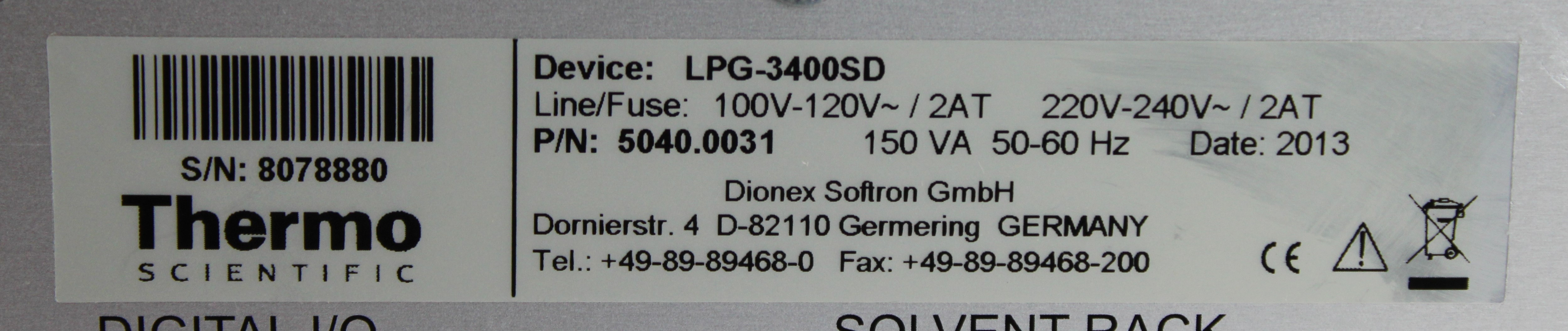 Thermo Scientific Dionex UltiMate 3000 Quaternary Pump For Analytical LC