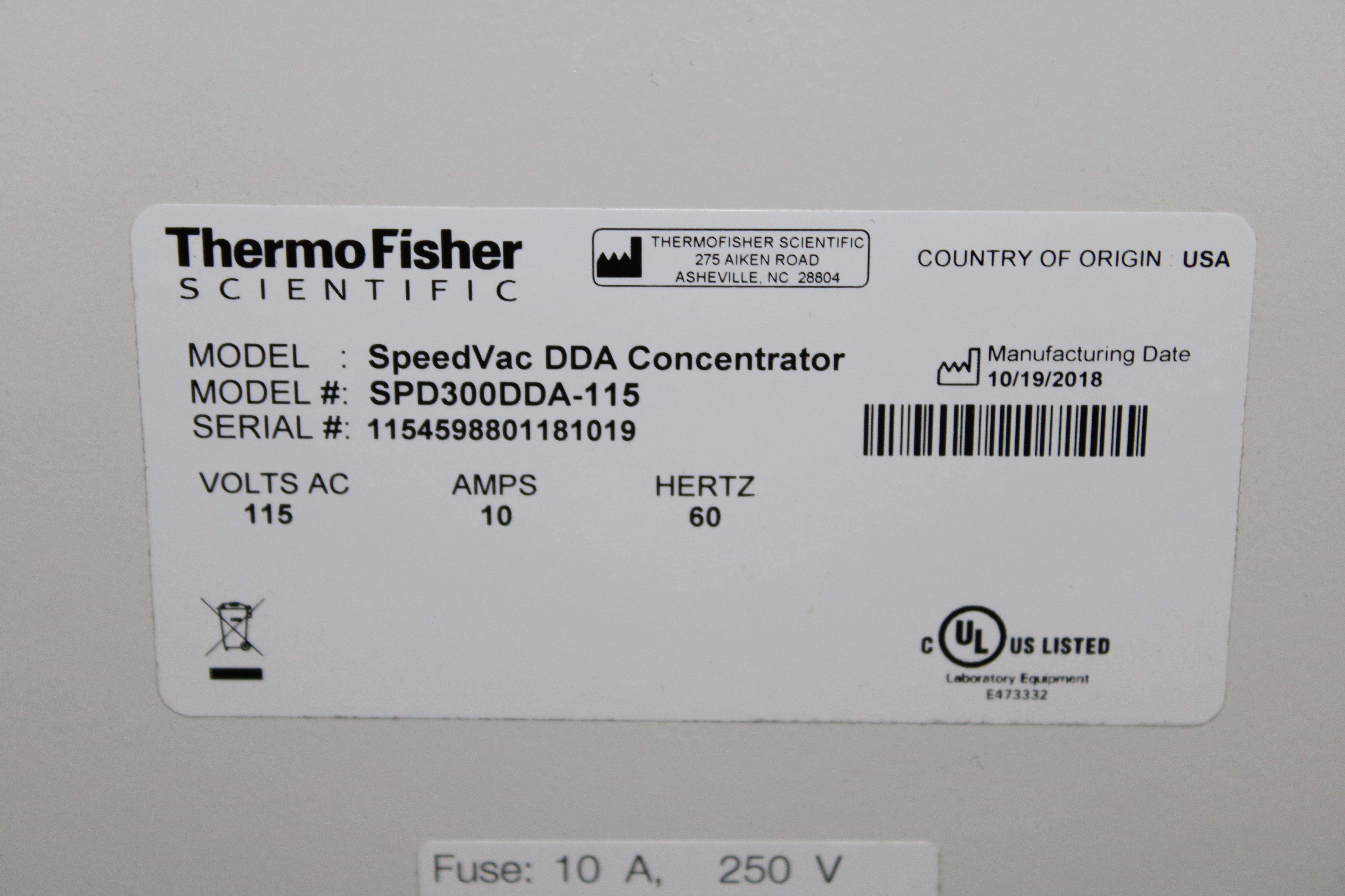 Thermo Scientific Speed Vac DDA Concentrator, VG Condition, 35-85C Temp Range