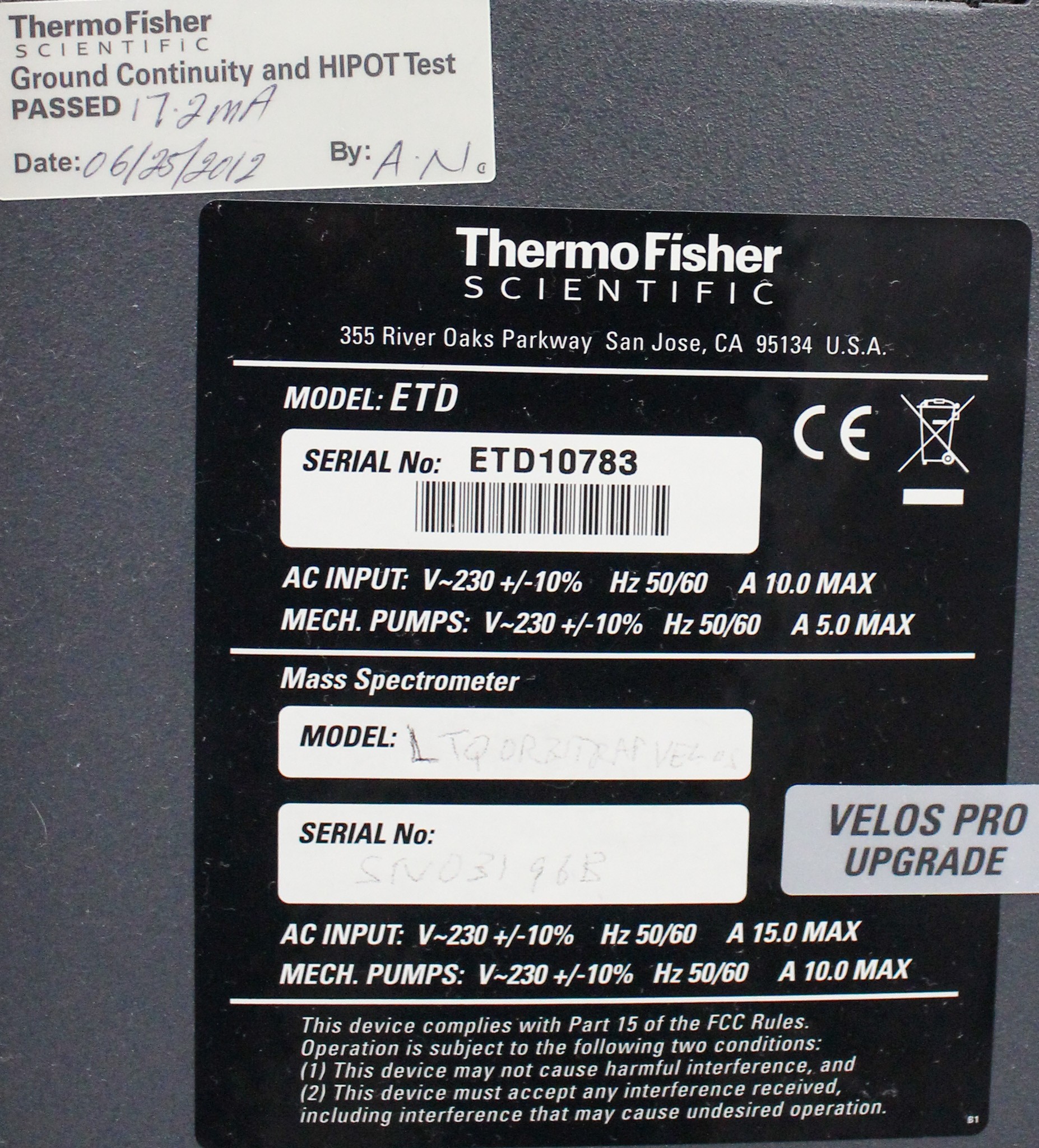 Thermo LTQ Orbitrap Velos Pro Mass Spectrometer with ETD - Used, Functional