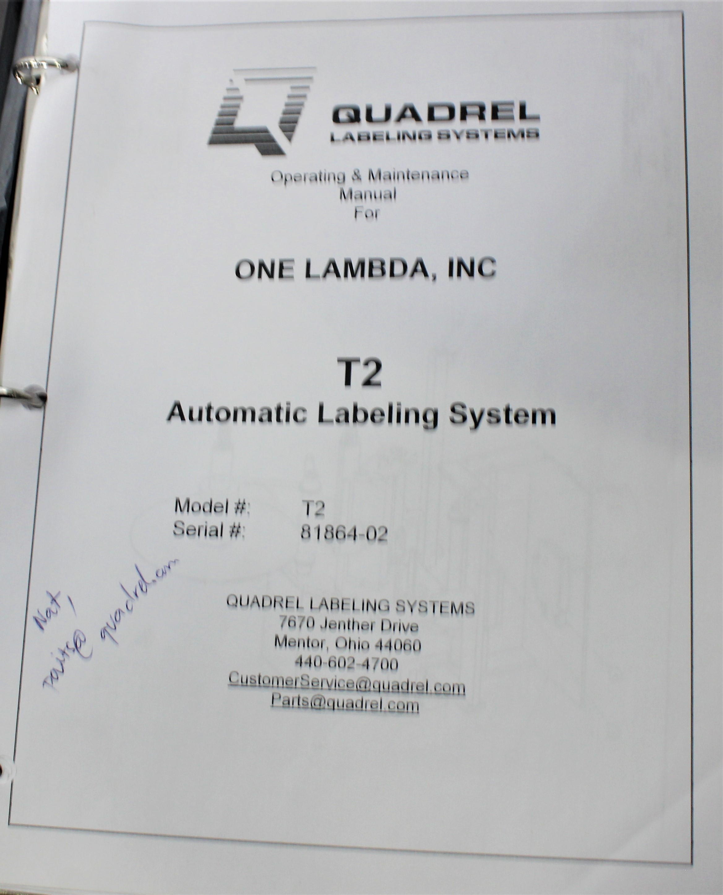 Quadrel T2 Labeling System Semi-Auto Labeler 25 Products/Min Used VG