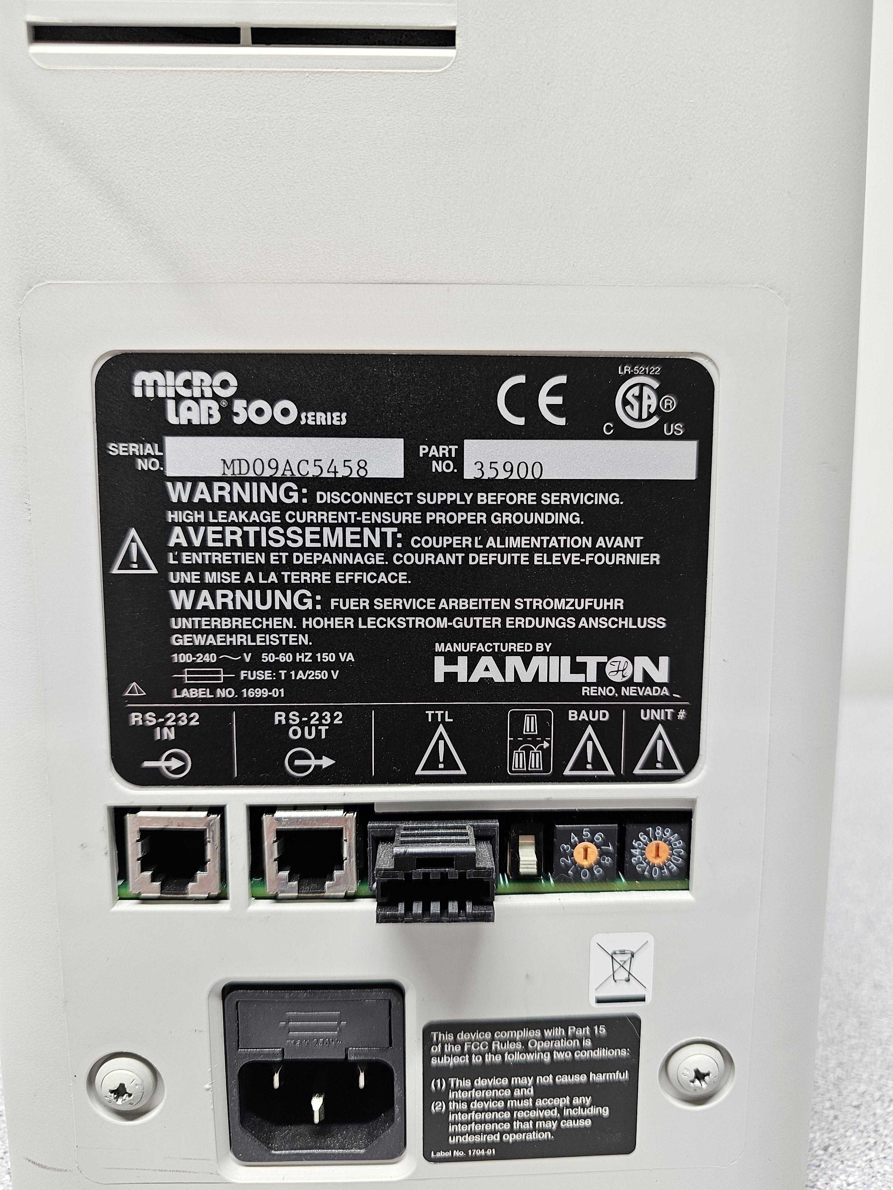 GE Micro Lab 501 Dispenser with 1:25000 Dilution Capability, 120V, Used