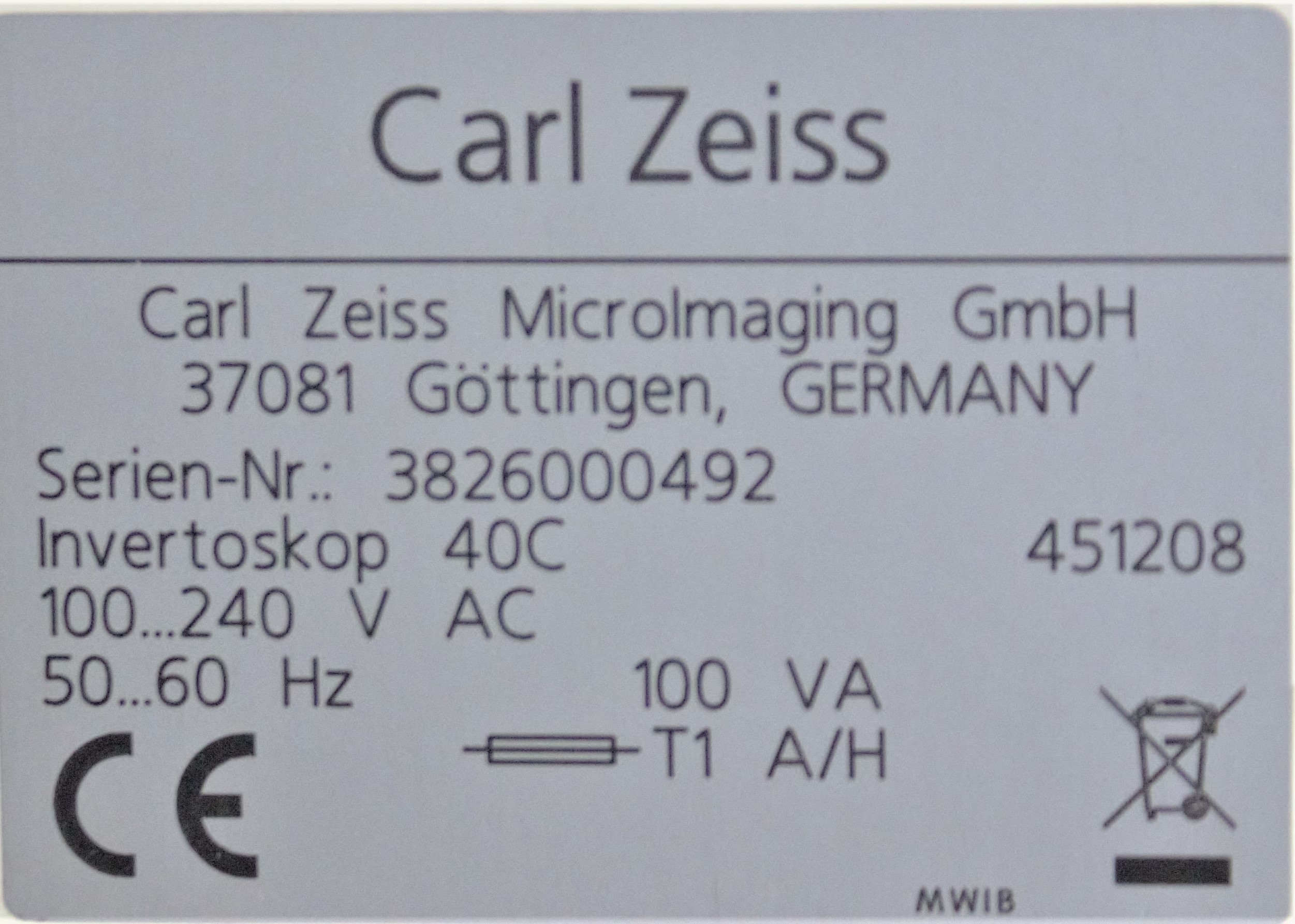 Zeiss Invertoscope 40 C Inverted Microscope for Phase Contrast 5x 10x 20x