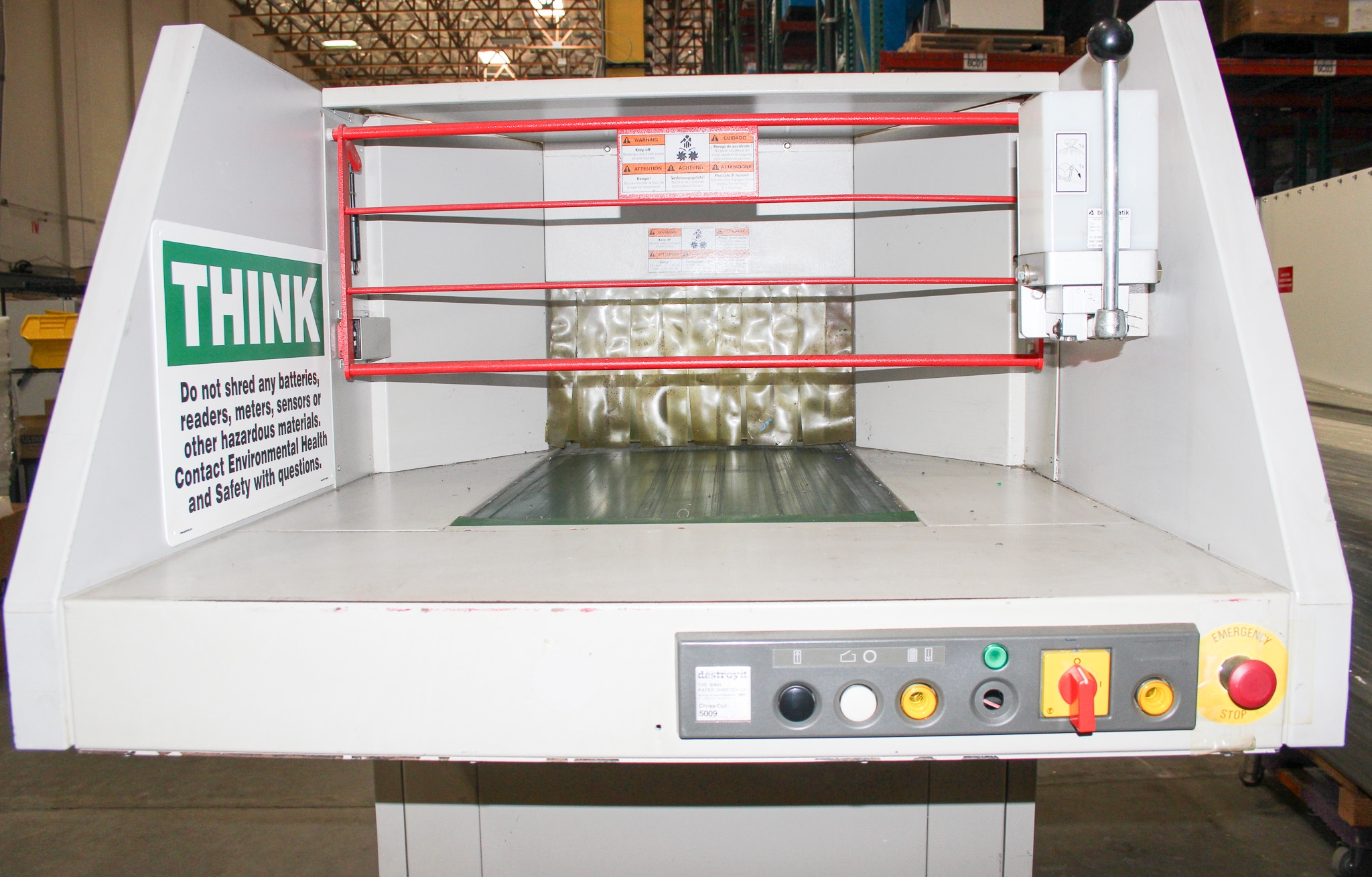 MBM Ideal Destroyit 5009 Industrial Shredder Conveyor Cross Cut 600 Sheets