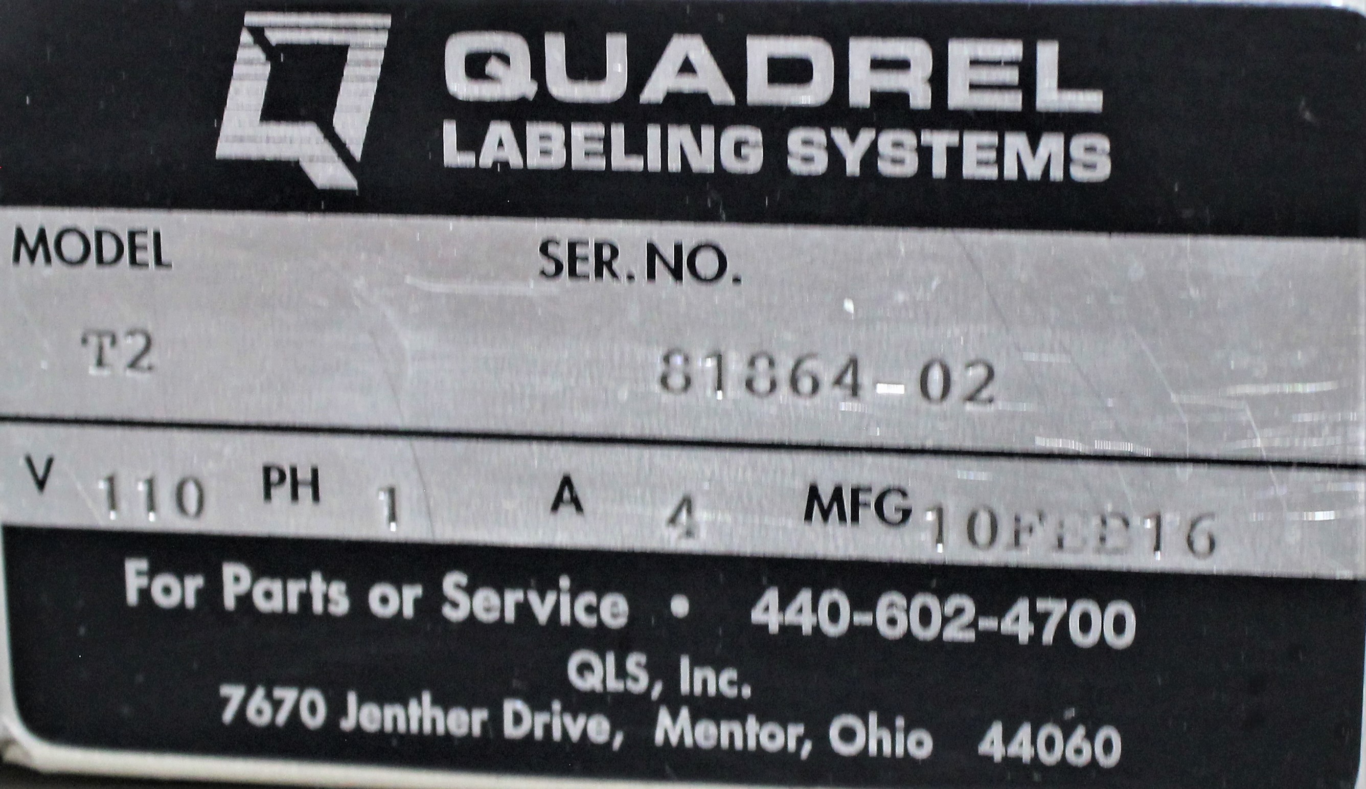 Quadrel T2 Labeling System Semi-Auto Labeler 25 Products/Min Used VG