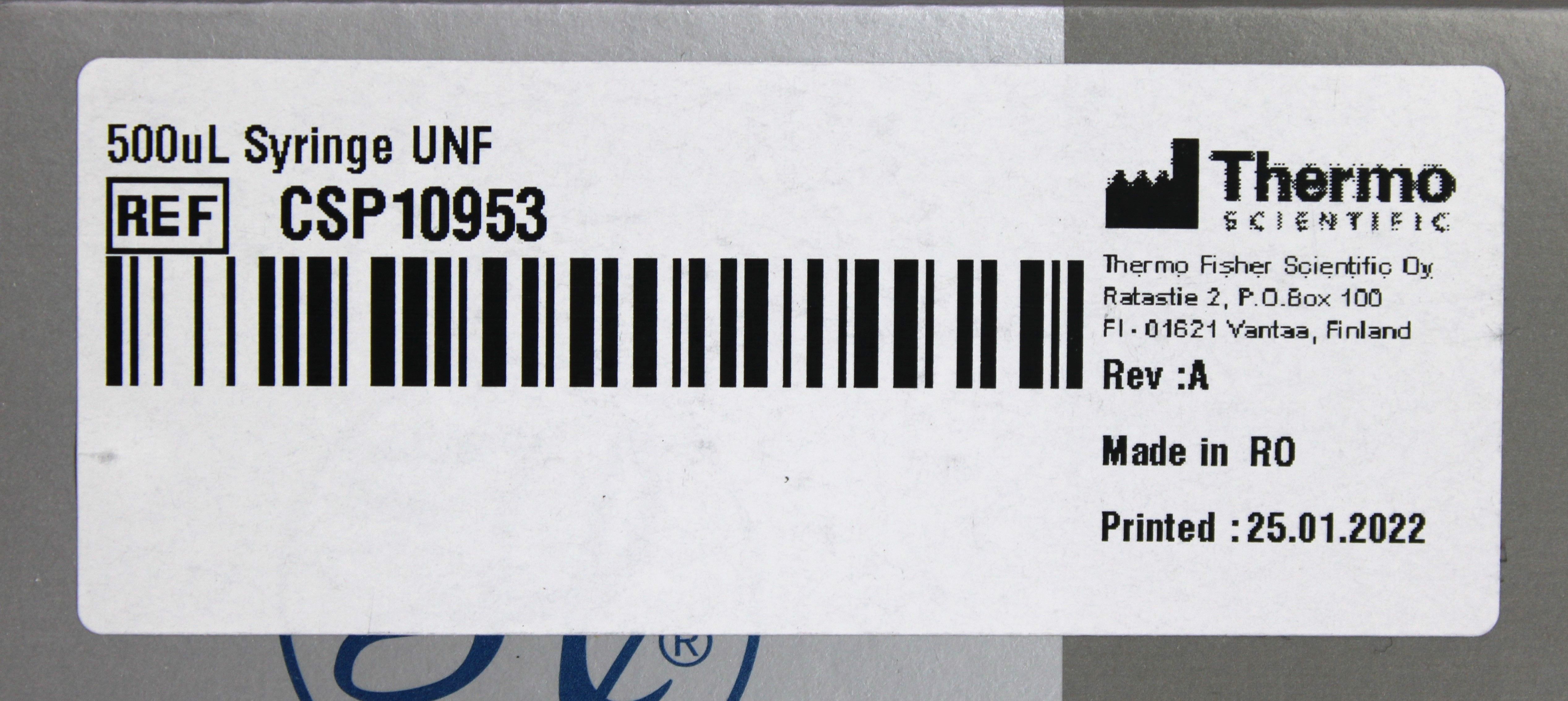 Hamilton P/N: 208828 Syringe Liquid Handling 500 uL Volume 1750 Blue Kone New
