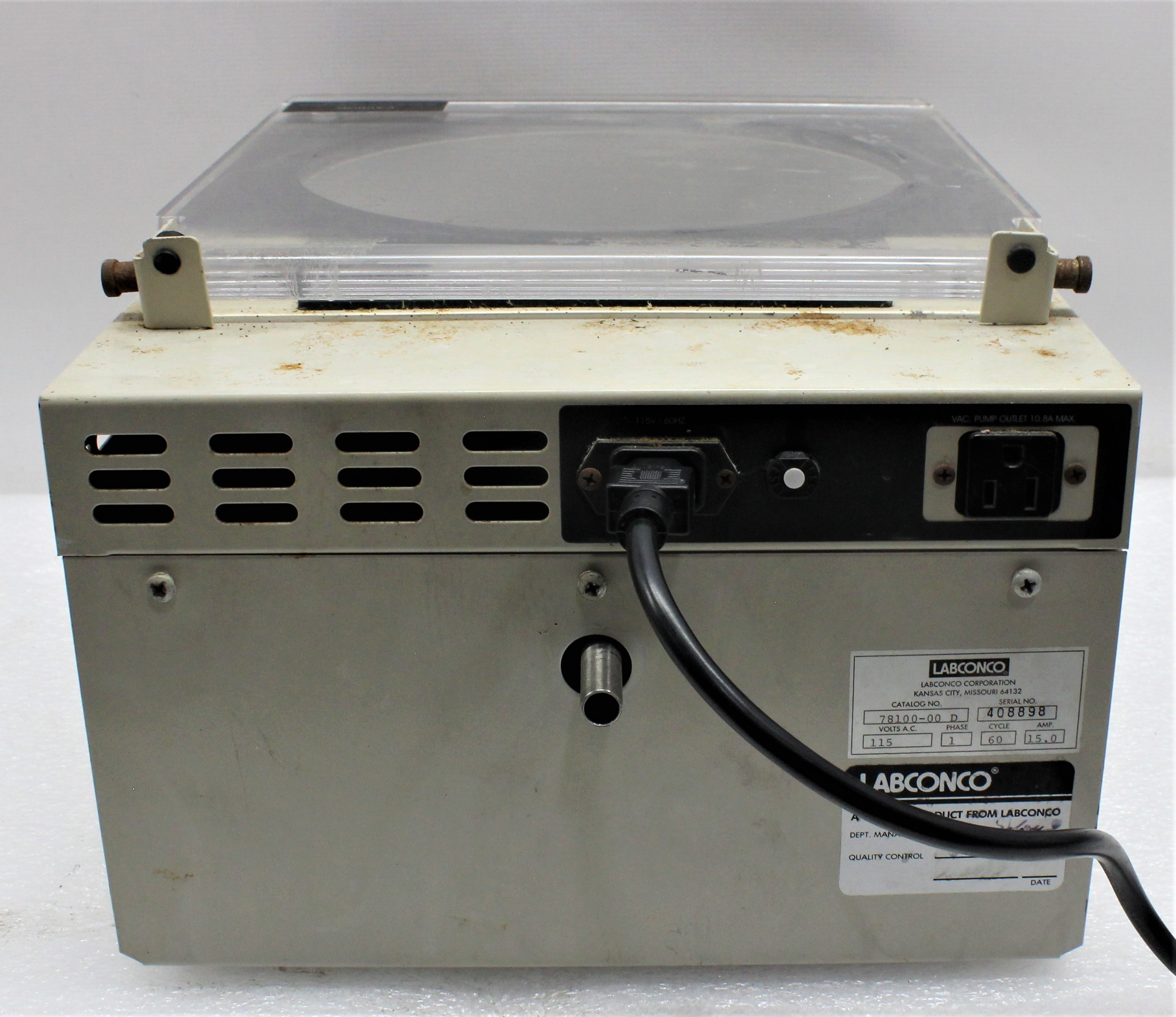 Labconco 78100-00D Centrivap Concentrator Centrifuge 1800 RPM 300W Heater