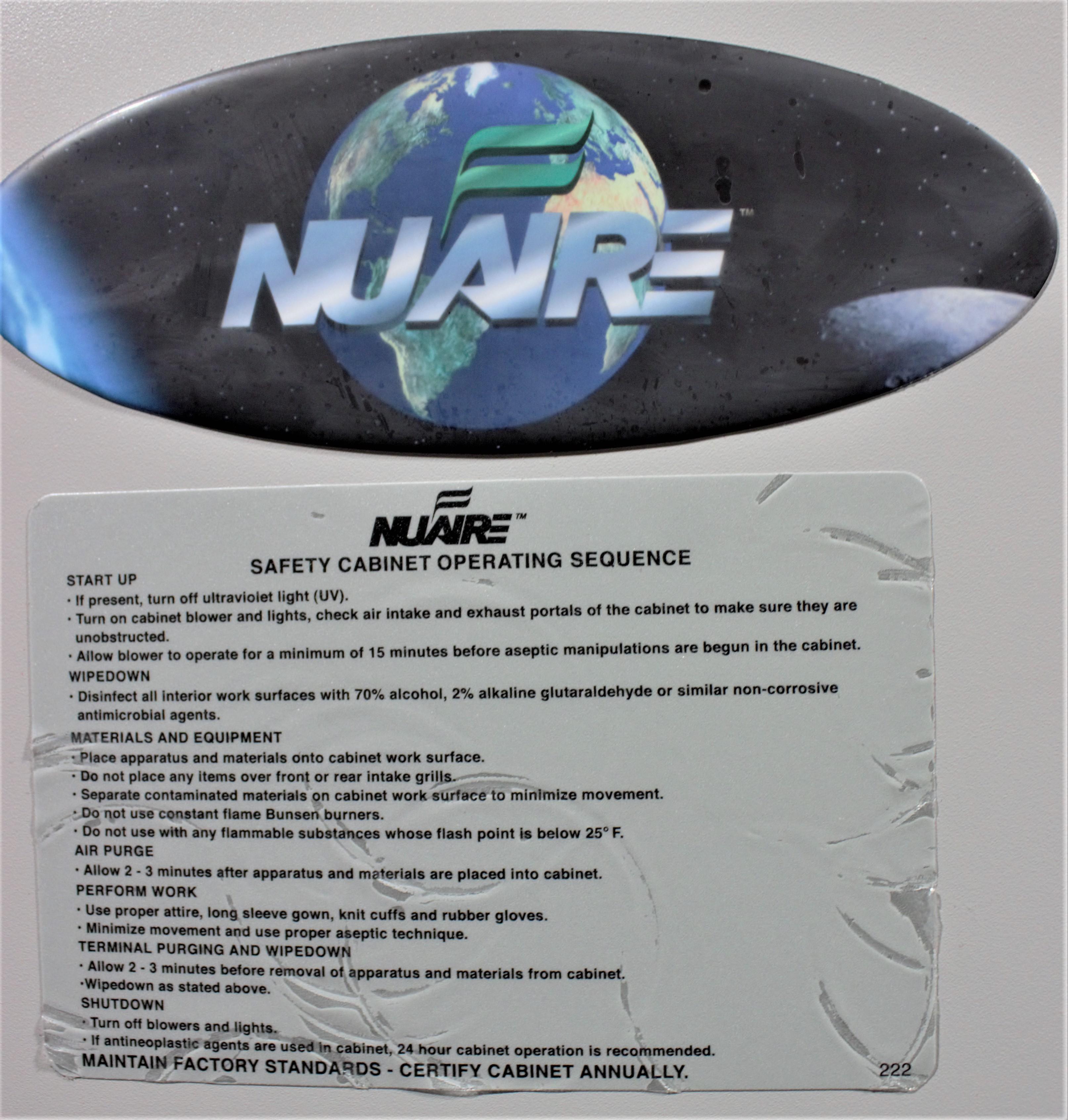 NuAire NU-475 Cellgard ES Class II A2 Biosafety Cabinet, Energy Efficient