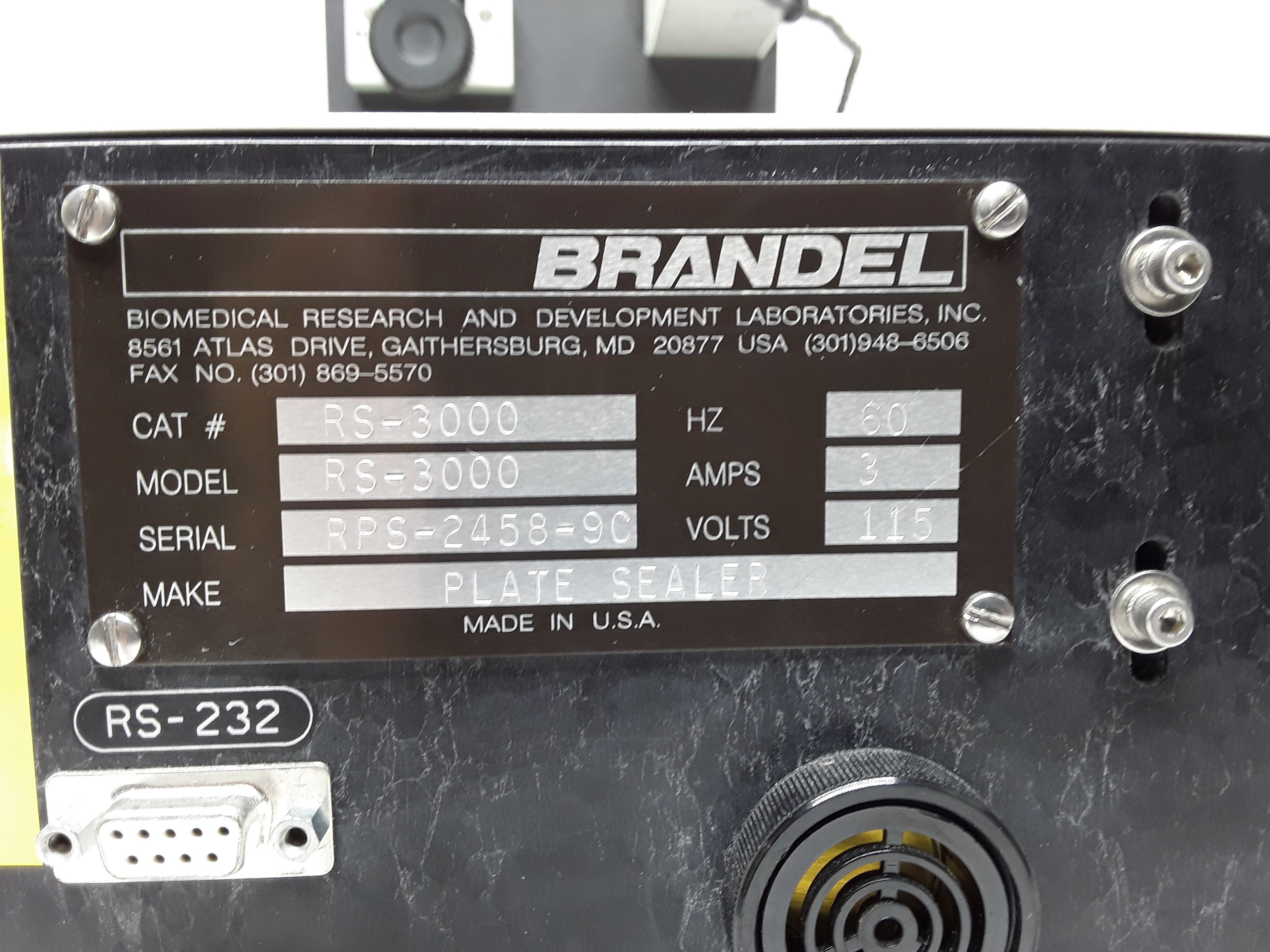 Brandel RS-3000 Plate Sealer Fully-Automated Silicon Adhesive Applicator