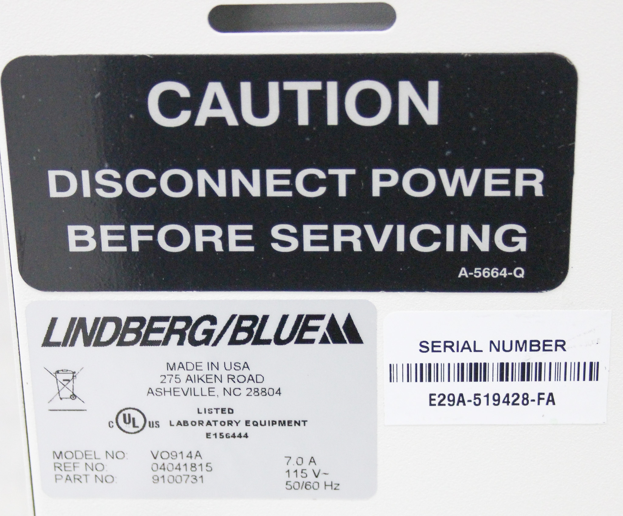 Thermo Lindberg Blue VO914A Vacuum Oven 18.6L Digital Control Used