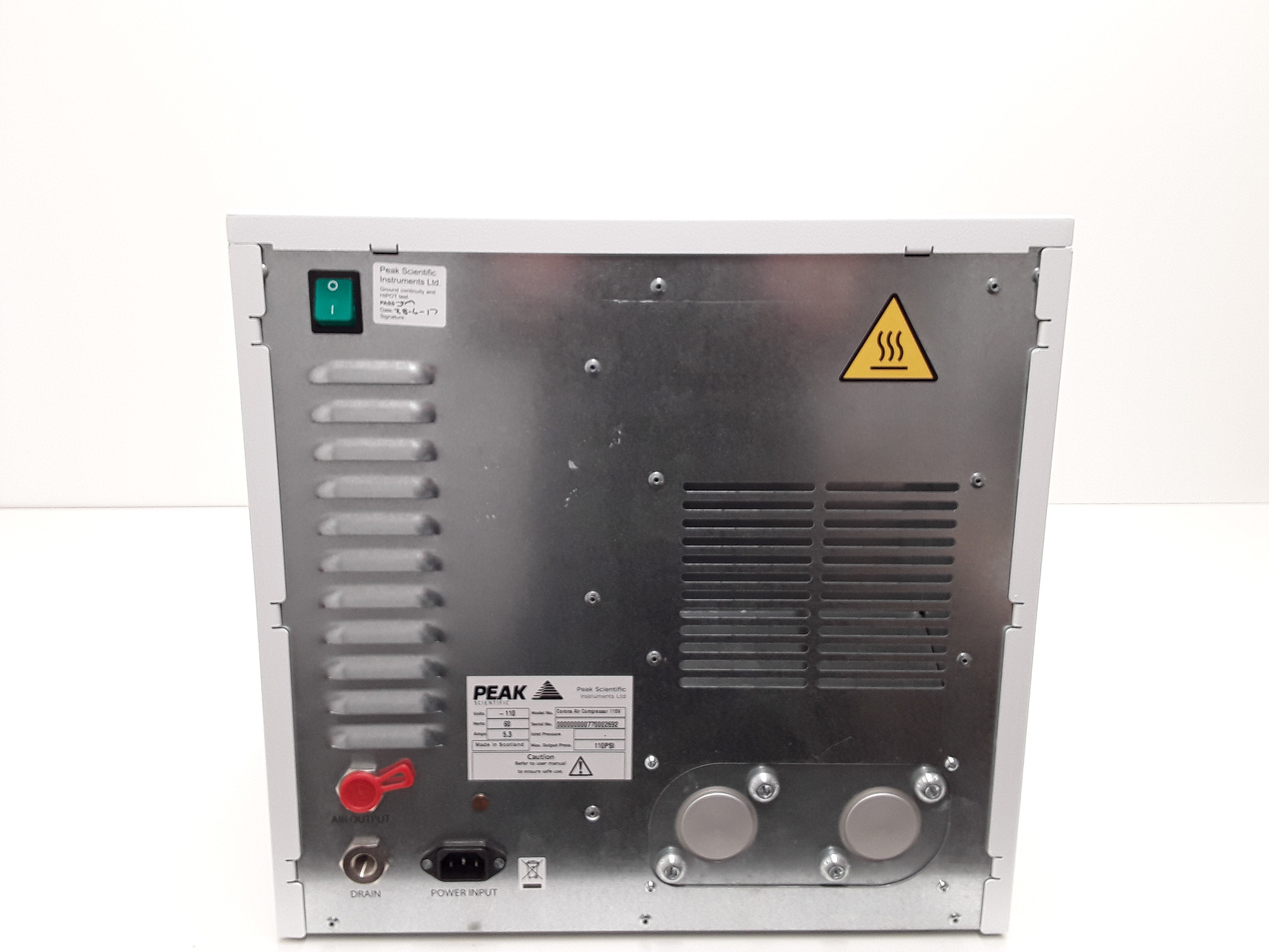 Peak Scientific Corona Facility Air Compressor 110 PSI 110V 60Hz HPLC System Lab