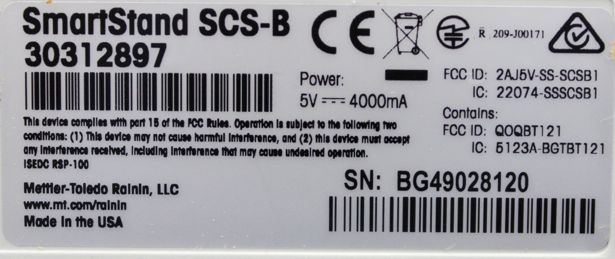 Rainin SmartStand SCS-B Pipette Holder 4 Pipette Management RFID Used