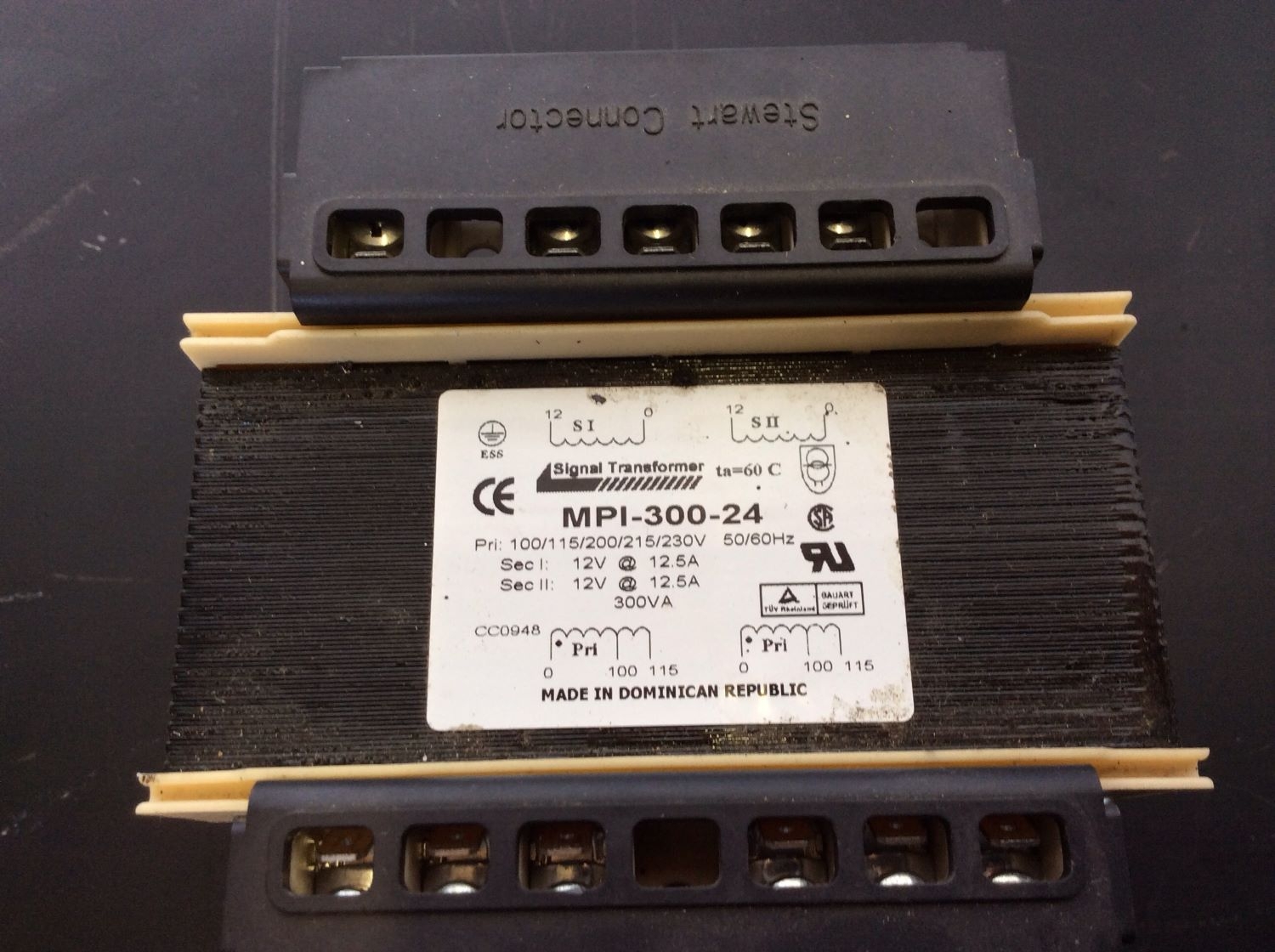 Stewart Connector Signal Transformer MPI-300-24 12V 12.5A Fair Condition Unit